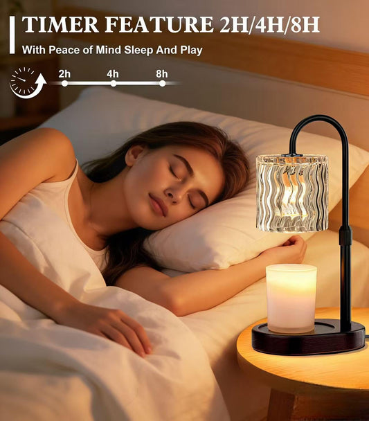 Candle Warmer Lamp Electric: Dimmable Timer Candles Warming Lamps - Height Adjustable Burner Jar - No Flame Scented Melts Wax - All Candle Jars Home Decor Table Light