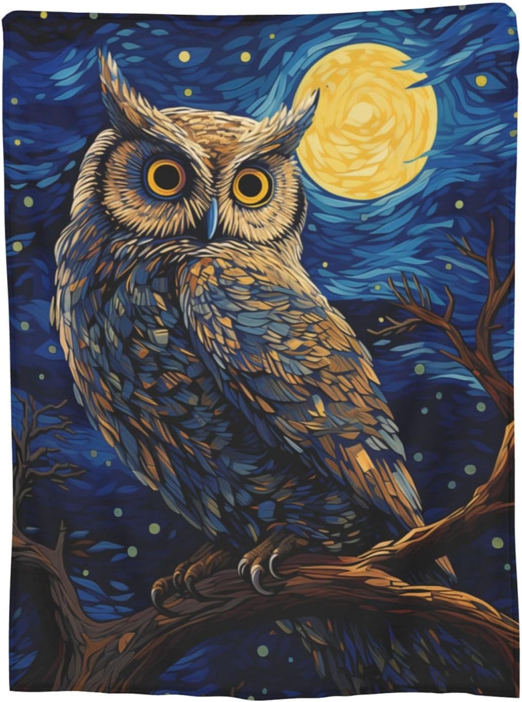 Owl Blanket for Adults Kids Gifts for Owl Lovers Blue Starry Sky Painting Flannel Throw Blankets Soft Comfy Lightweight for Home Decor Couch Bed Sofa 60x50 Inches