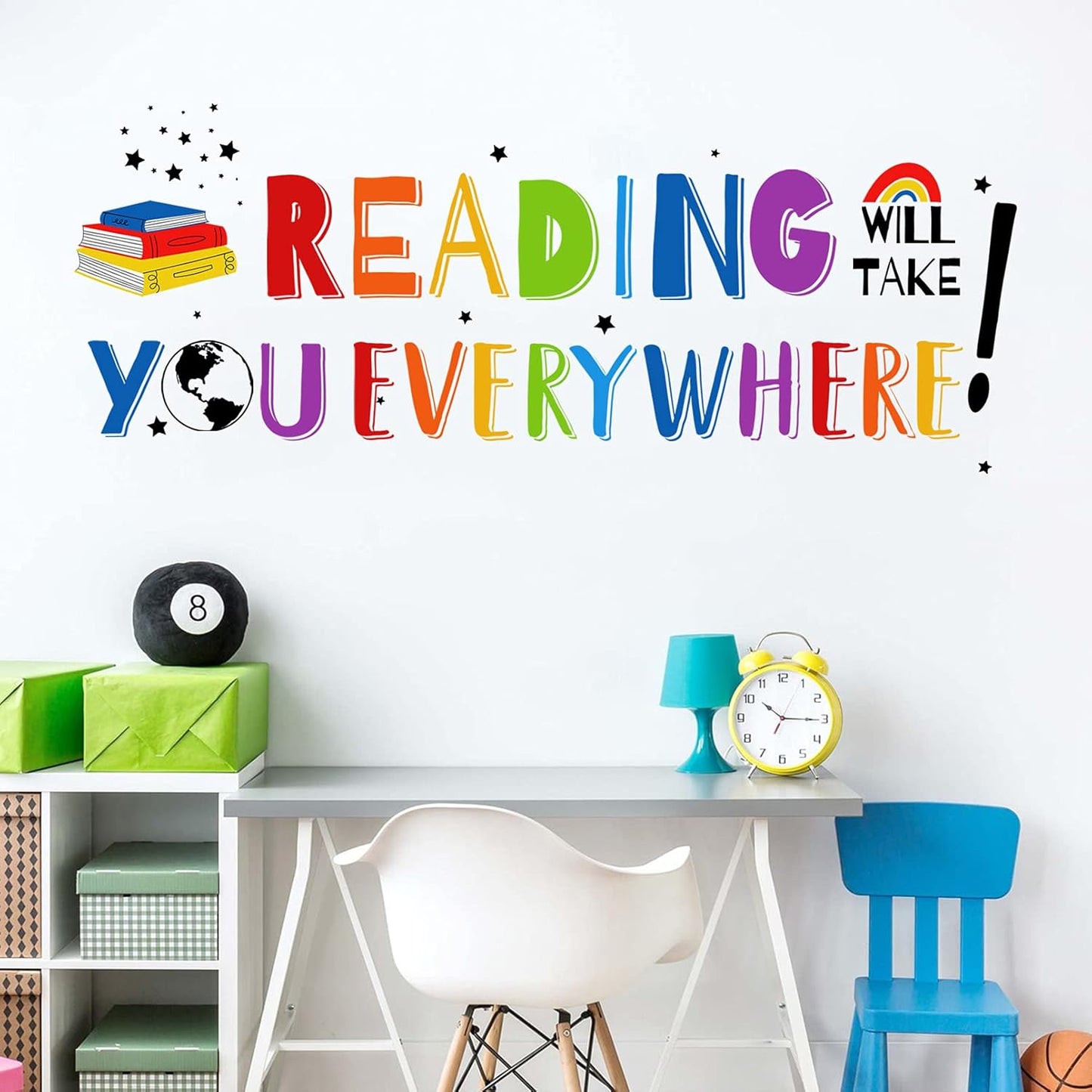 Mfault Reading Will Take You Everywhere Inspirational Quote Wall Decal Sticker, Motivational Phrase Nursery Decoration Classroom Bedroom Playroom Art, Kid Study Room Library Positive Saying Decor Gift