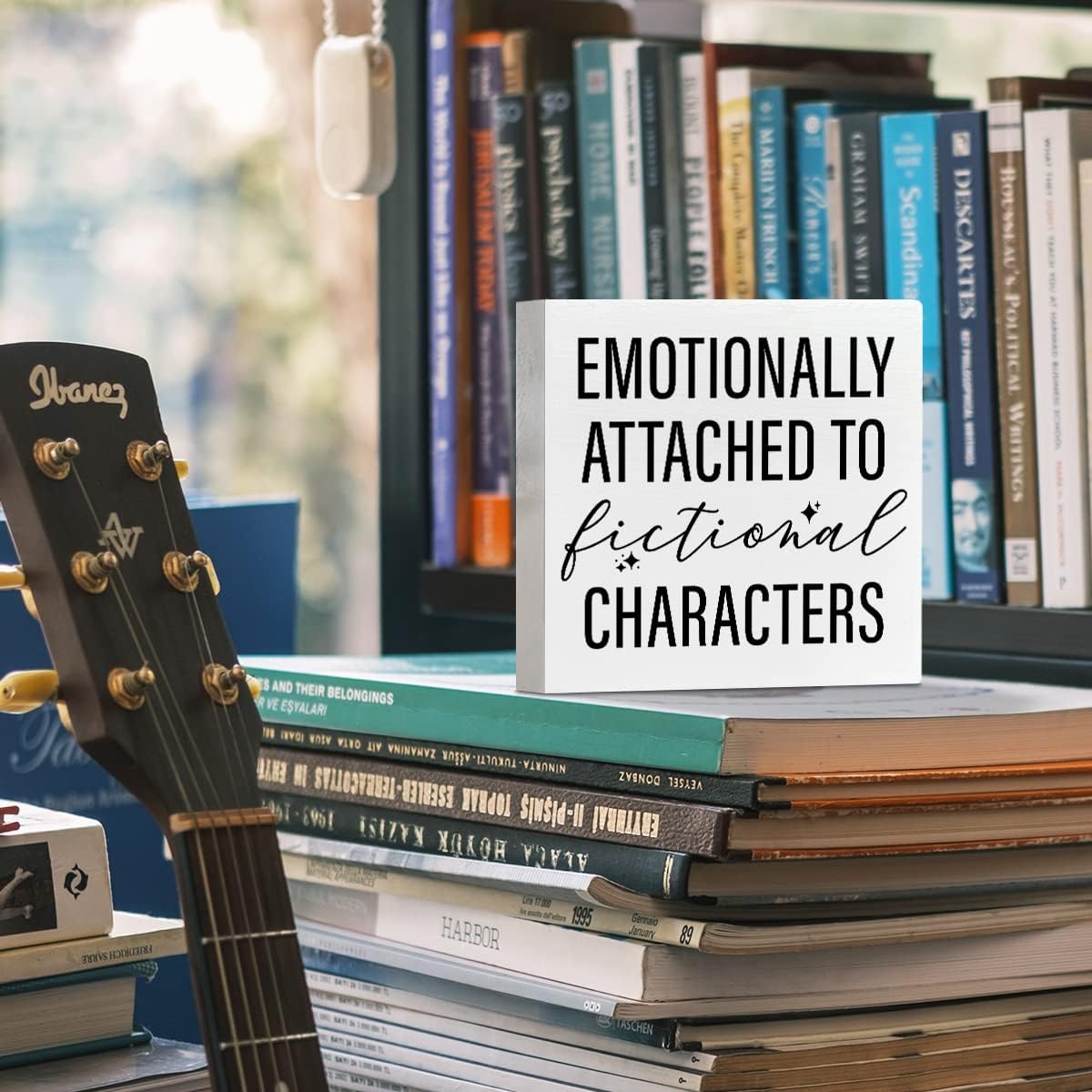 Book Lover Desk Decor Wooden Box Sign, Fictional Characters, Book Worm Nerd Decor for Home Bedroom Bookish Book Reader Librarian Decoration Book Lover Gifts for Women Men Teen Girls