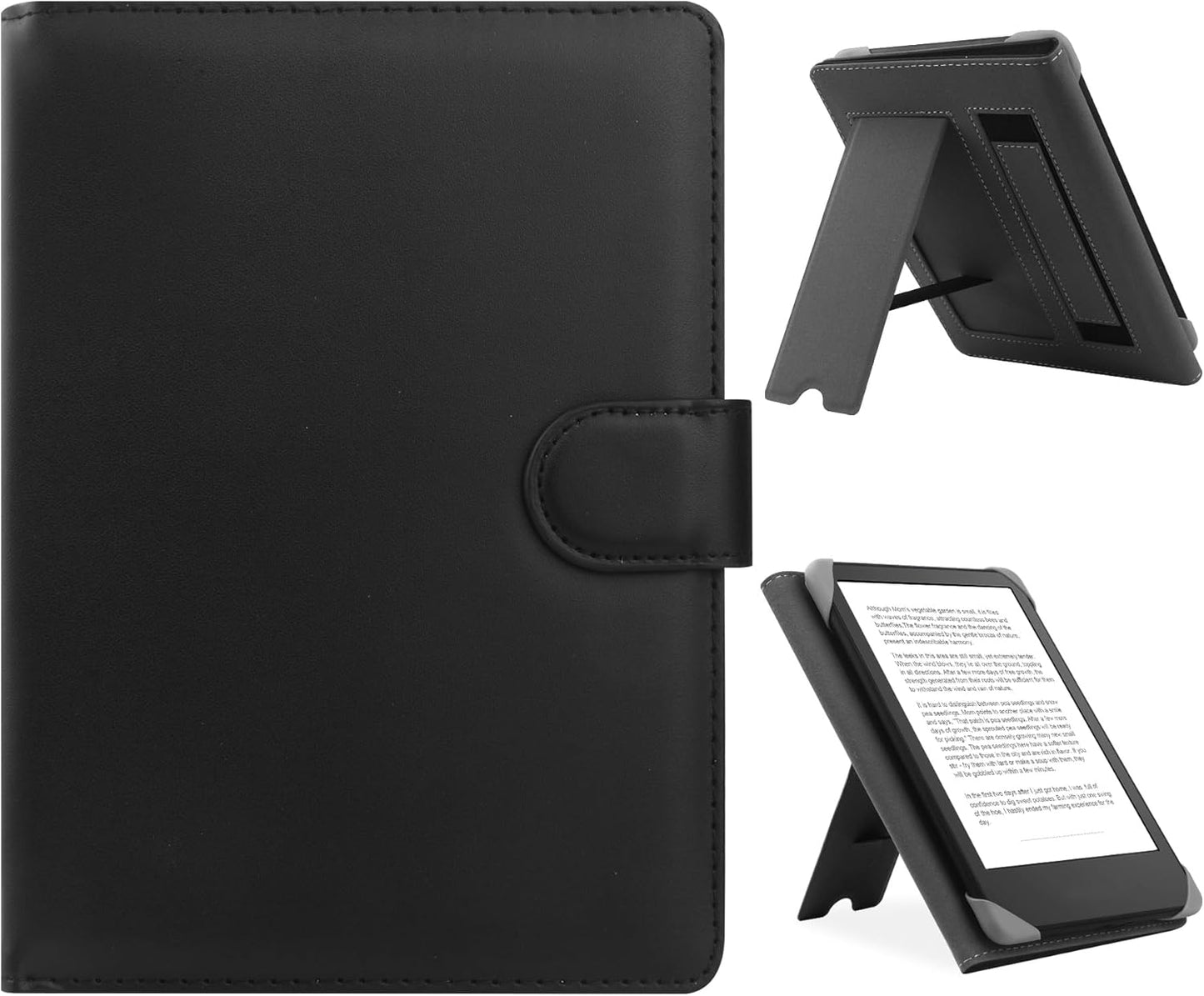 Universal Case for 6.8",7" eReader,Compatible with Kindle/Kobo Clara HD/Kobo Clara 2E/Paperwhite/Pocketbook/Tolino eReader,Leather Stand Cover for 6"-7'' E-Book Reader,Black
