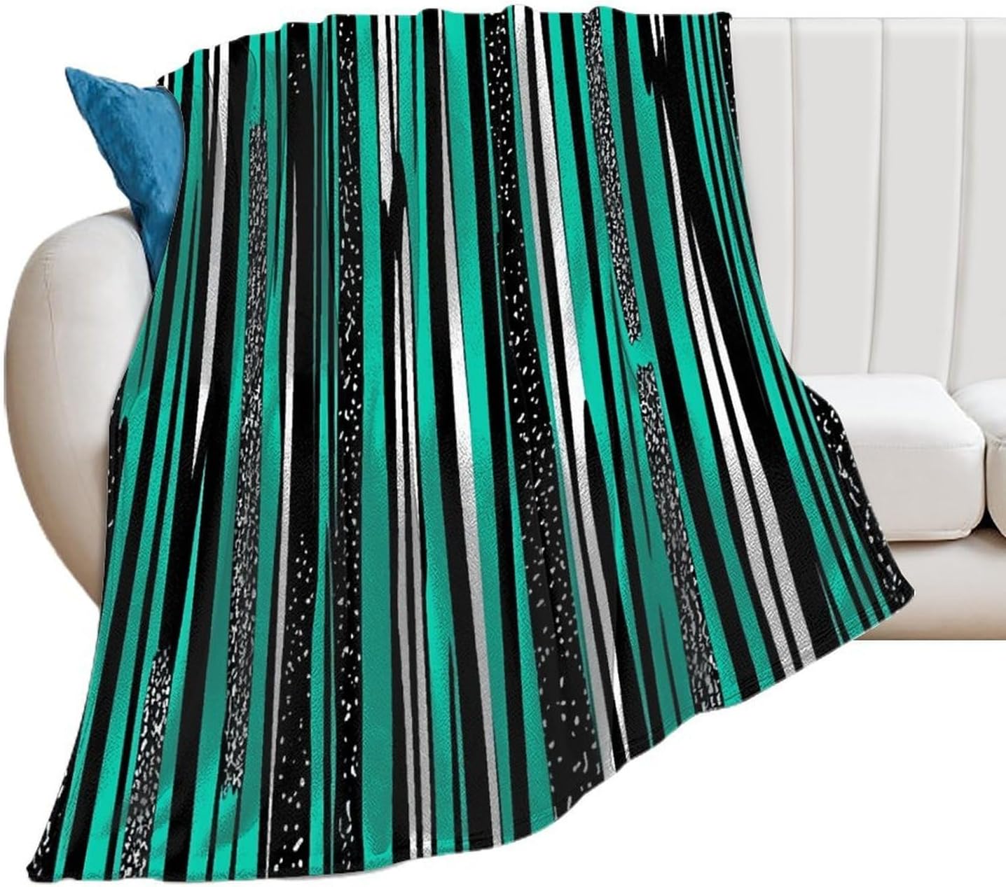 Striped Blue Throw Blanket for Couch Super Soft Warm Lightweight Throw Blankets Cozy Flannel Bed Blanket Cute Decorative Blankets for All Seasons Home Decor Gift 30"*40"（76 * 100cm）