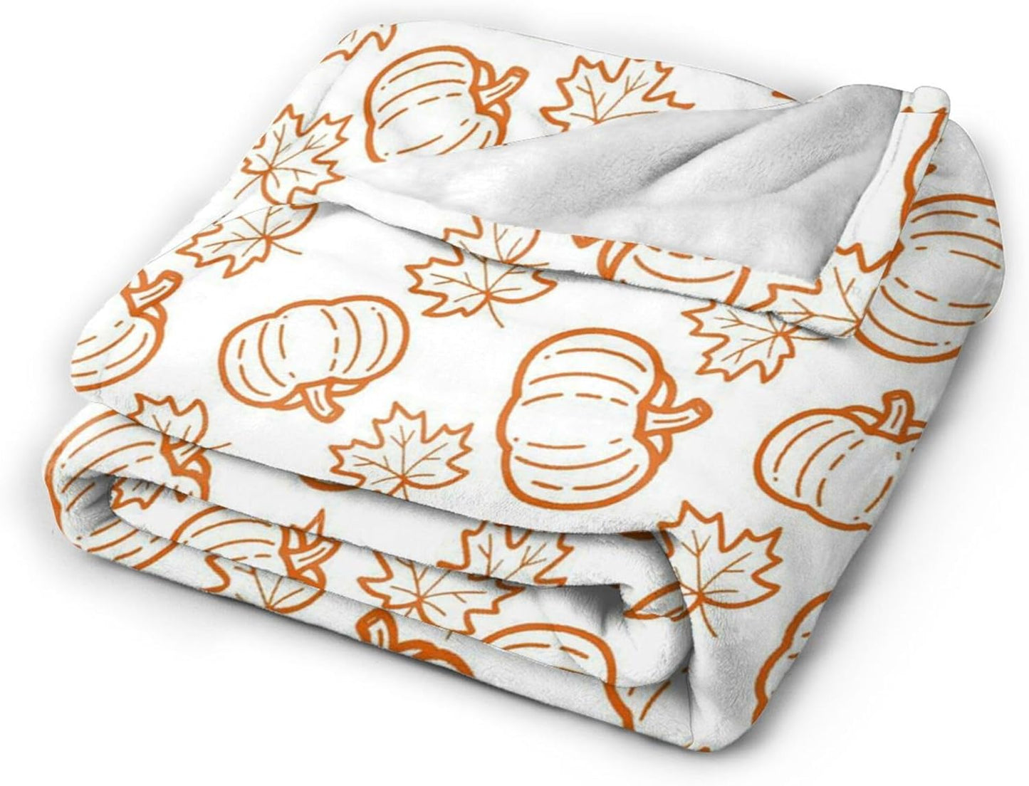 Fall Pumpkin Decor Blanket, Orange Pumpkin Maple Leaf Flannel Fleece Throw Blanket 60"x50", Fall Gifts for Women Men, Thanksgiving Halloween Blanket for Home Living Room Couch Bed Chair
