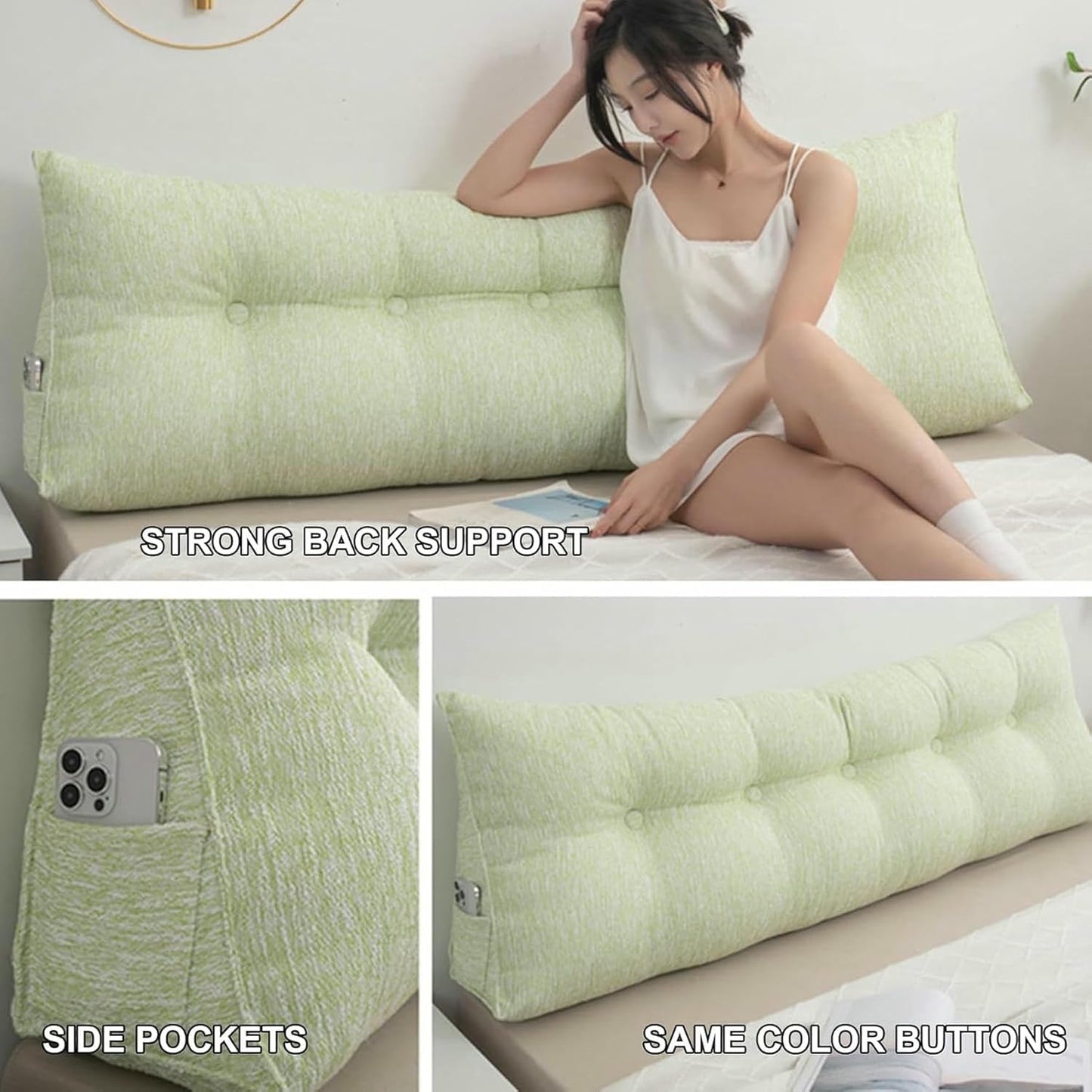 Large Upholstered Headboard Cushion Wedge Reading Pillow Stripe Headboard Backrest Bed Rest Support Pillowboard Daybed Bunk Bed Dorm Bolster~/