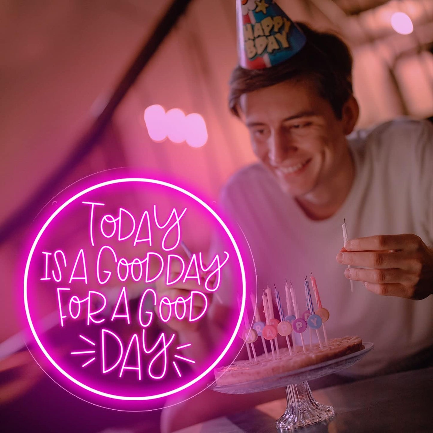 Neon Signs Today Is A Good Day for A Good Day LED Dimmable Neon Light Sign Neon Wall Decor Signs for Bachelorette Party Engagement Party First Birthday Favors Wedding Anniversary for Party Home Wall Wedding Decoration Art Gift （11.8*11.8inch）