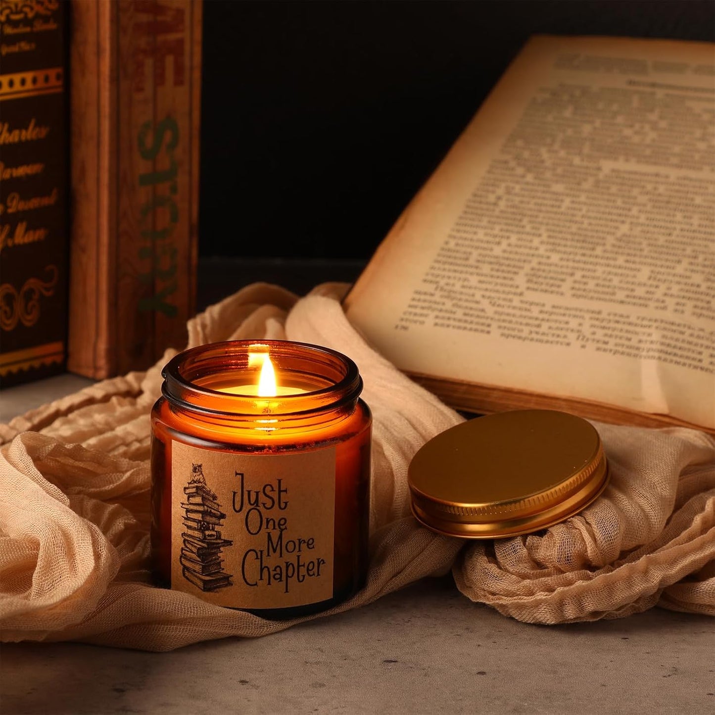 MTLEE 6 Pcs Book Lover Candle Gifts 3.5 oz Book Lovers Gifts Reading Soy Wax Scented Candle Bookish Rustic Bookshelf Jar for National Librarian Day Bookworm Readers Writer Club Teacher Appreciation