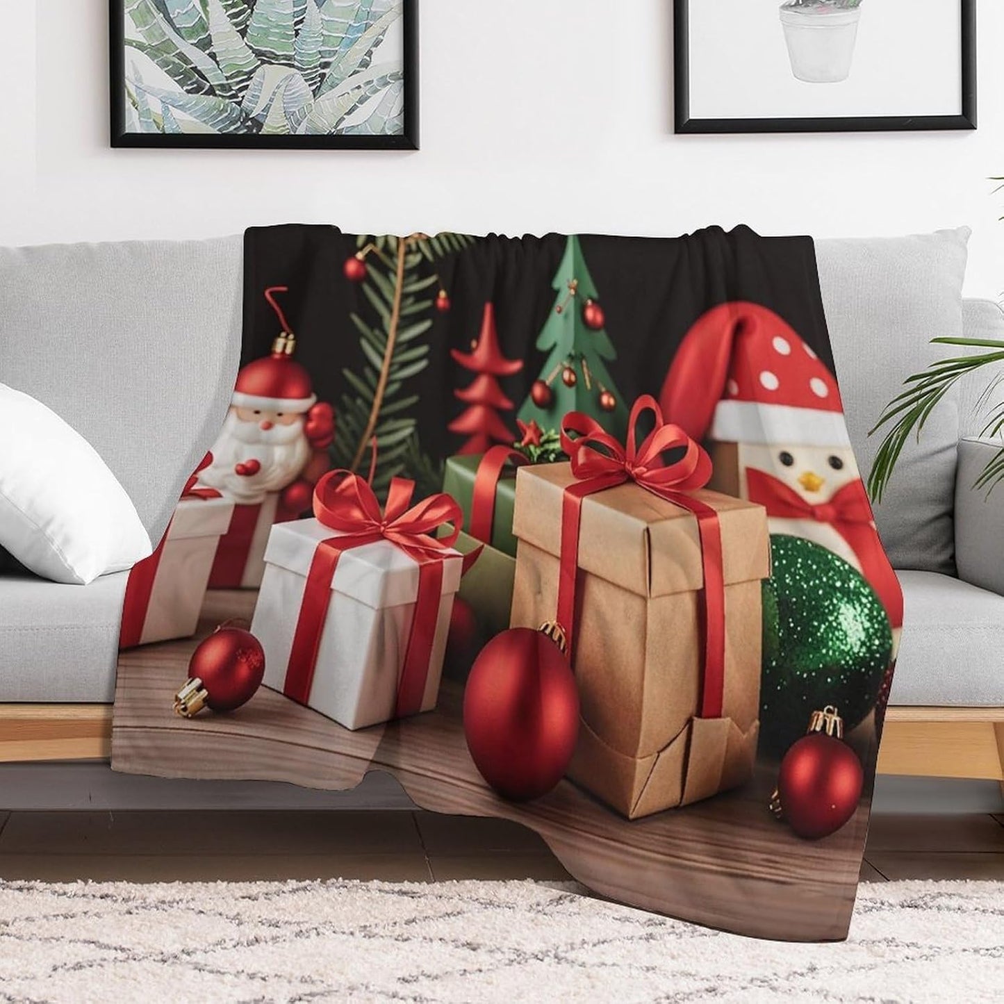 Xmas Decoration Blanket Super Soft Lightweight Throw Blanket Cute Cozy Warm Bed Blanket Decorative Fuzzy Blanket All-Season Home Decor Gift for Sofa Couch Living Room 50"*60"（130 * 150cm）