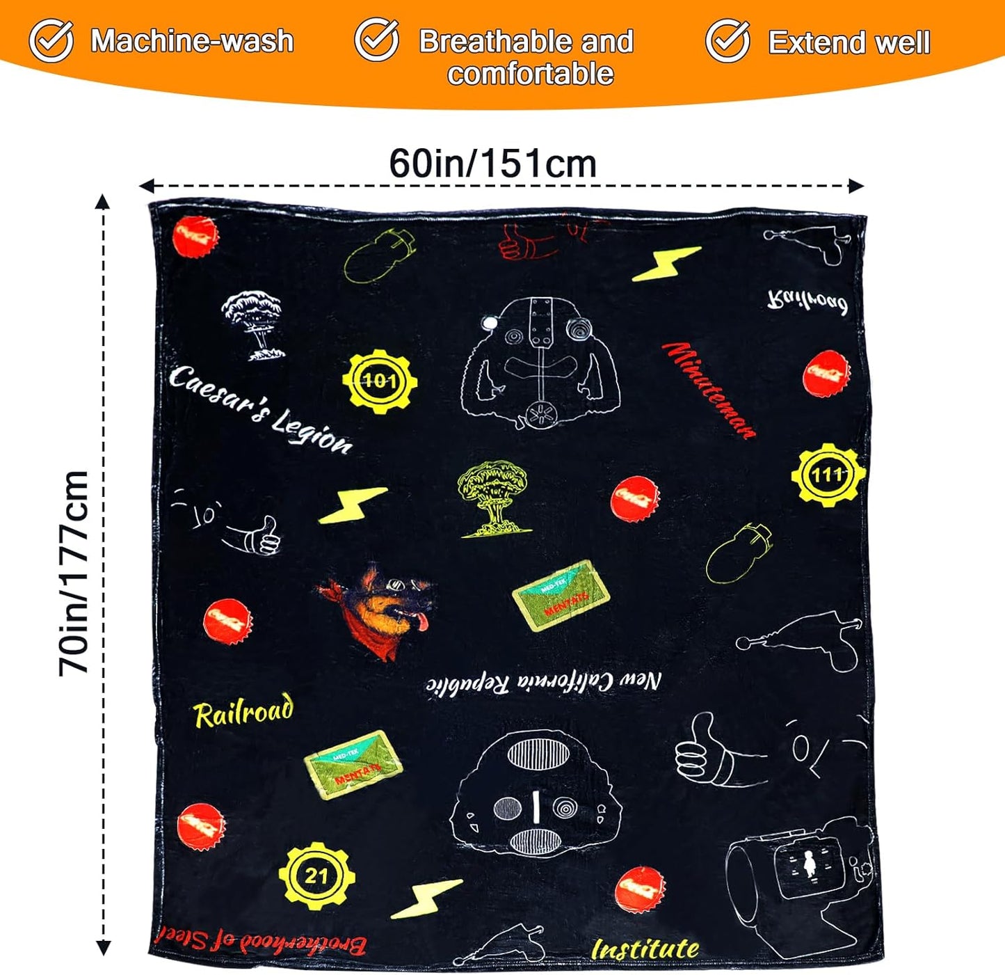 Flannel Throw Blanket Fall Merchandise Out, Birthday Gifts for Boys Girls Gamers Teens, Warm Soft Blanket for Living Room Bedroom Decorations Bed Sofa - 70"x60"