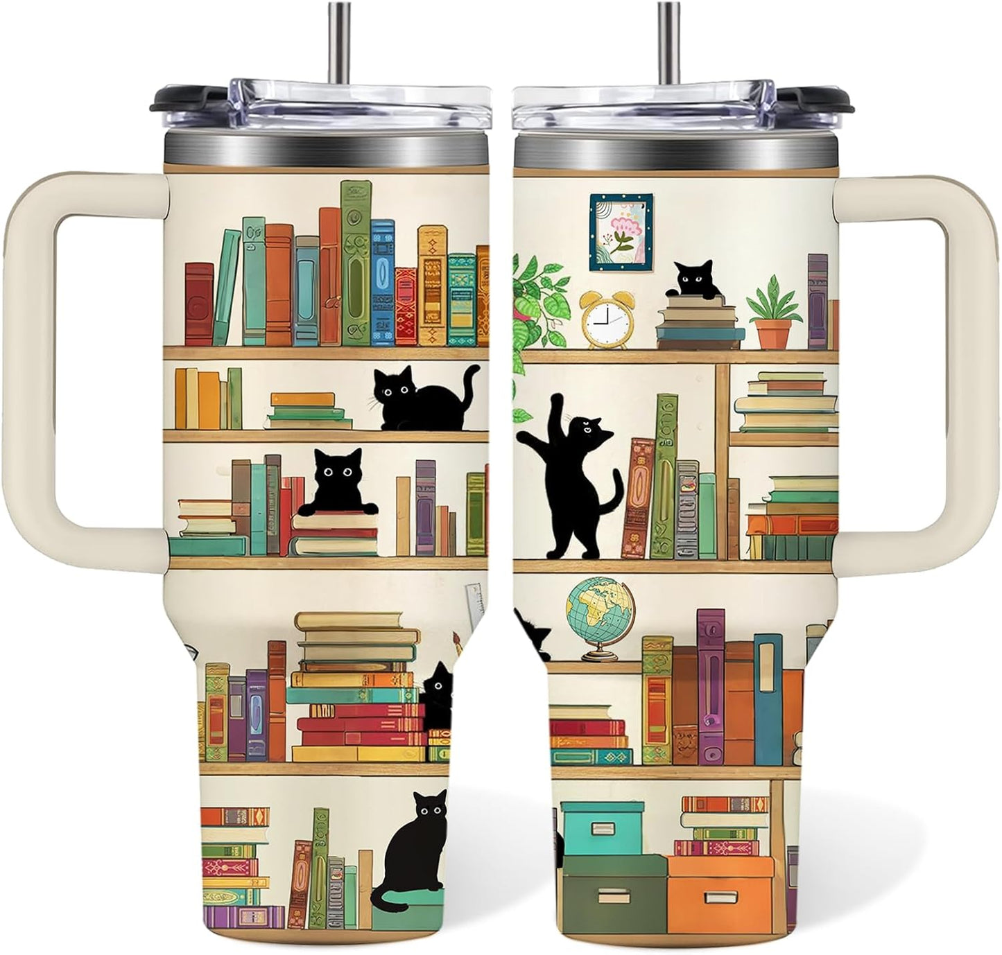 Book Lover Gifts For Women, Cats Tumbler 30 Oz, Gifts For Readers, Birthday Christmas Graduation Gift For Women Mom Sister Best Friends, Travel Coffee Insulated Cup
