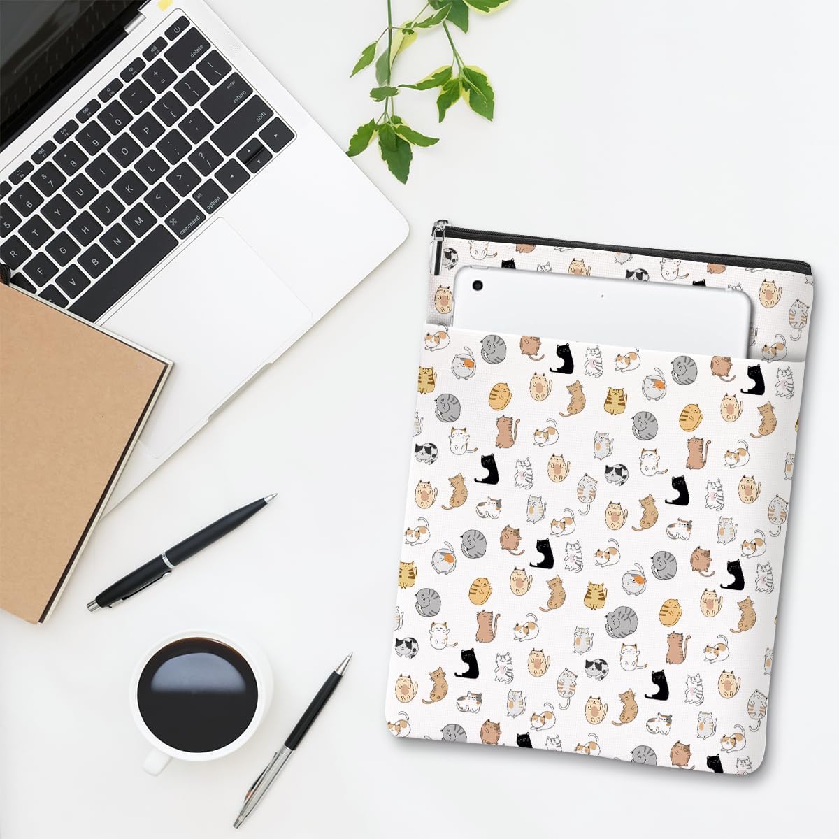 Cute Cat Book Sleeve Books Cover Cat Gifts for Women Friendship Book Lovers Gifts Books Pouch Protector Cats Stuff for Lady Mom Girls Animal Lovers Christmas Birthday Graduation