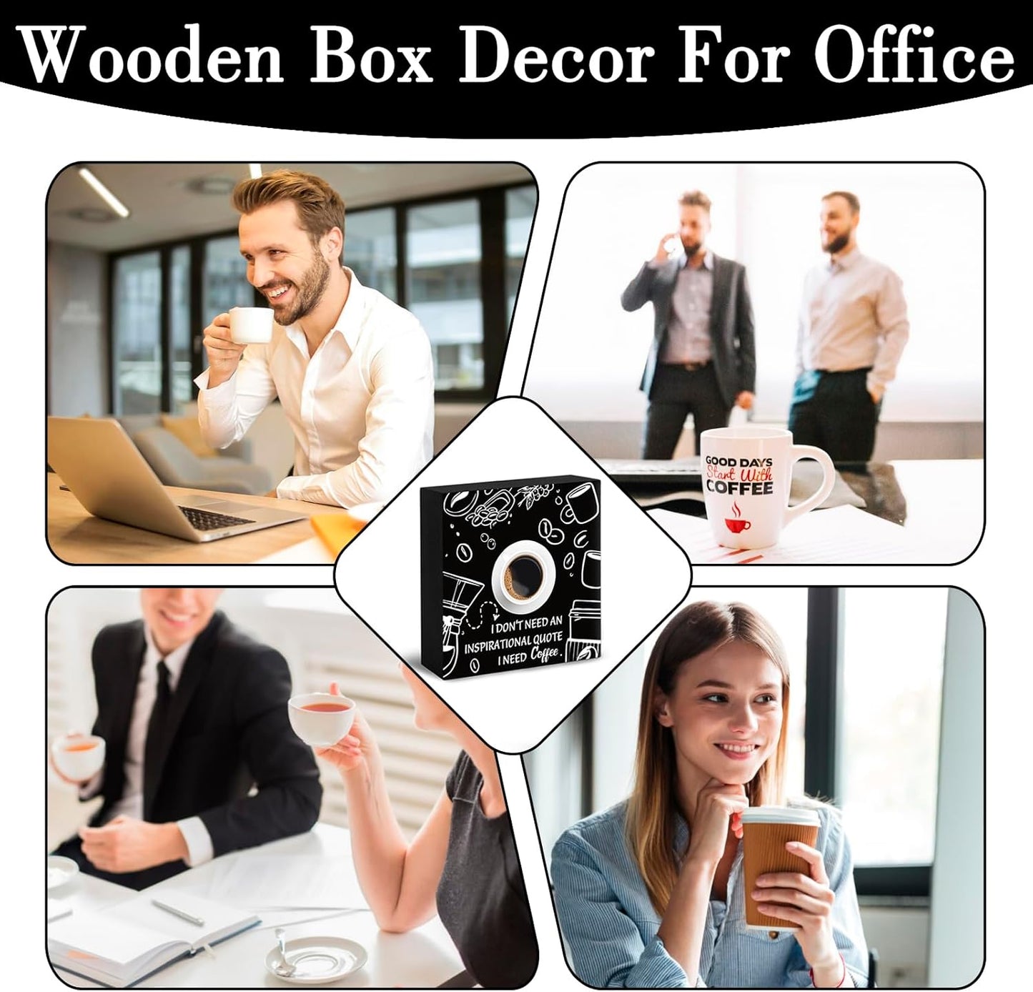 Funny Coffee Bar Accessories Sign Decor For Home Office Coffee Signs For Station Office Decoration Happy Hour Decorative Wooden Box Kitchen Decor