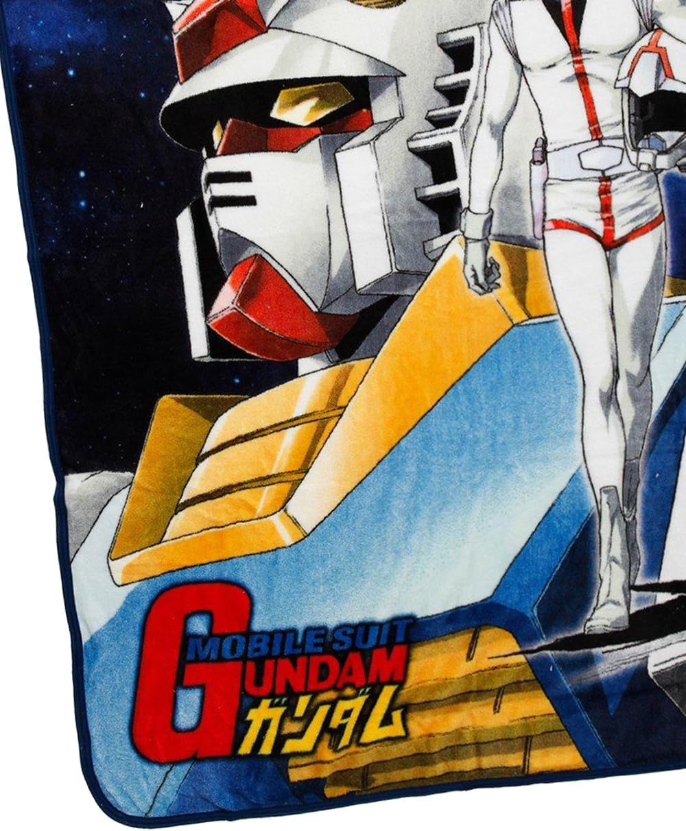 Bioworld Mobile Suit Gundam Blanket Mecha and Amuro Ray Anime Design Plush Throw 45" X 60"