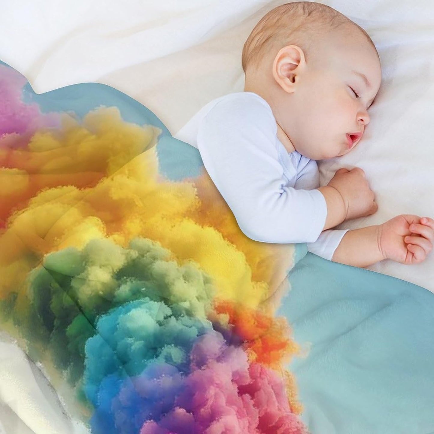 Steam Train Rainbow Cloud Sky Forests Mountain Throw Blanket for Couch Bed Plush Cozy Fuzzy Flannel Blanket for All Season 55"x70"