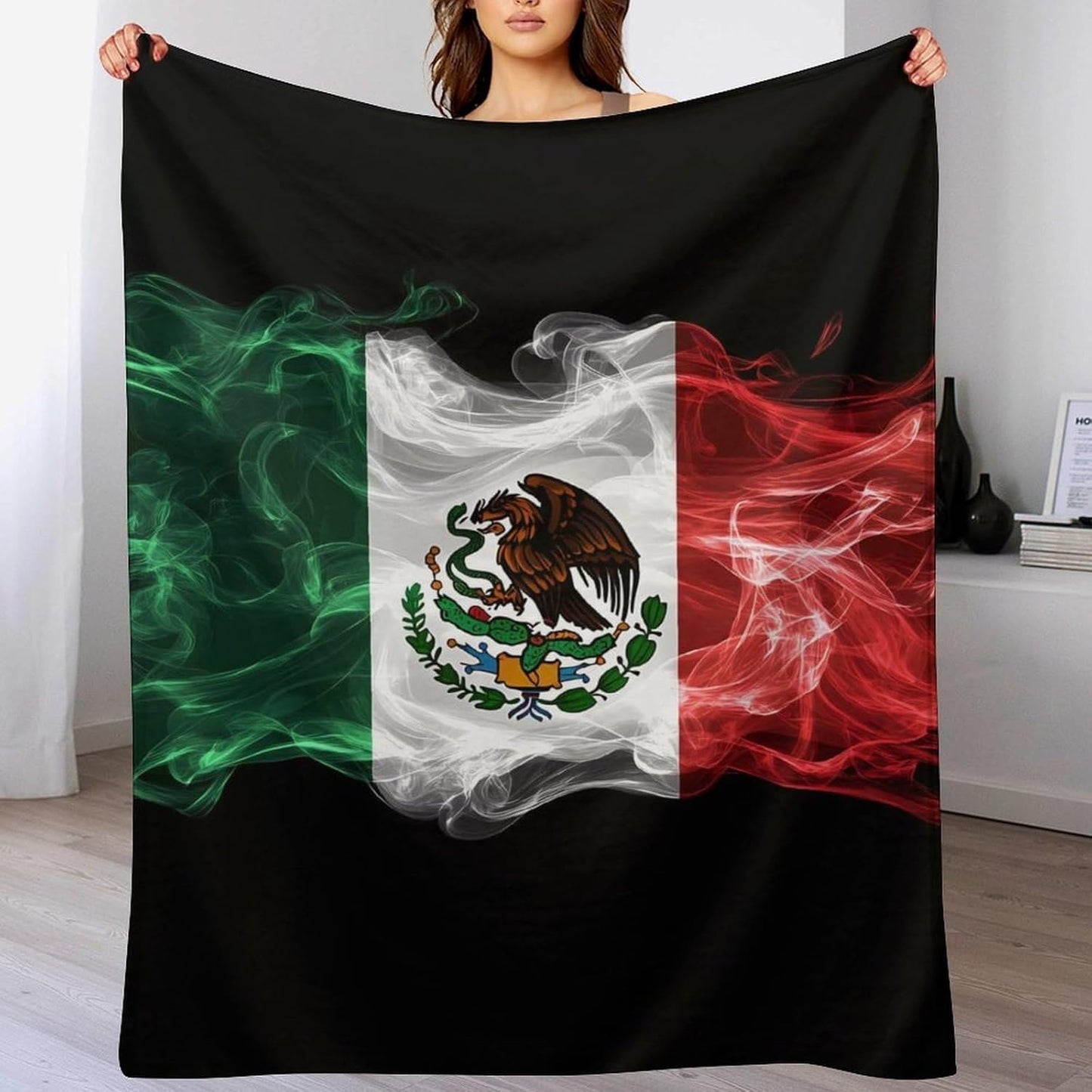 Mexico Mexican Fiag Throw Blanket for Couch Bed Plush Cozy Fuzzy Flannel Blanket for All Season 60"x80"