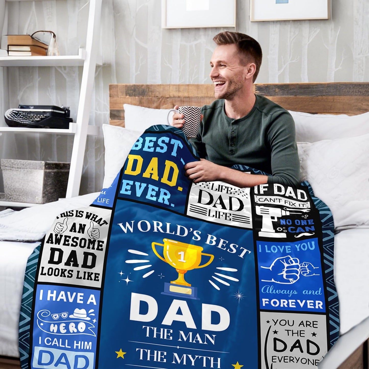 Dads Birthday Gifts Ideas - Dads Gifts from Daughter Son - Fathers Day Christmas Valentines Day Birthday Presents for Dad - Presents for Father Who Wants Nothing - Best Dad Ever Blanket 50"x60"