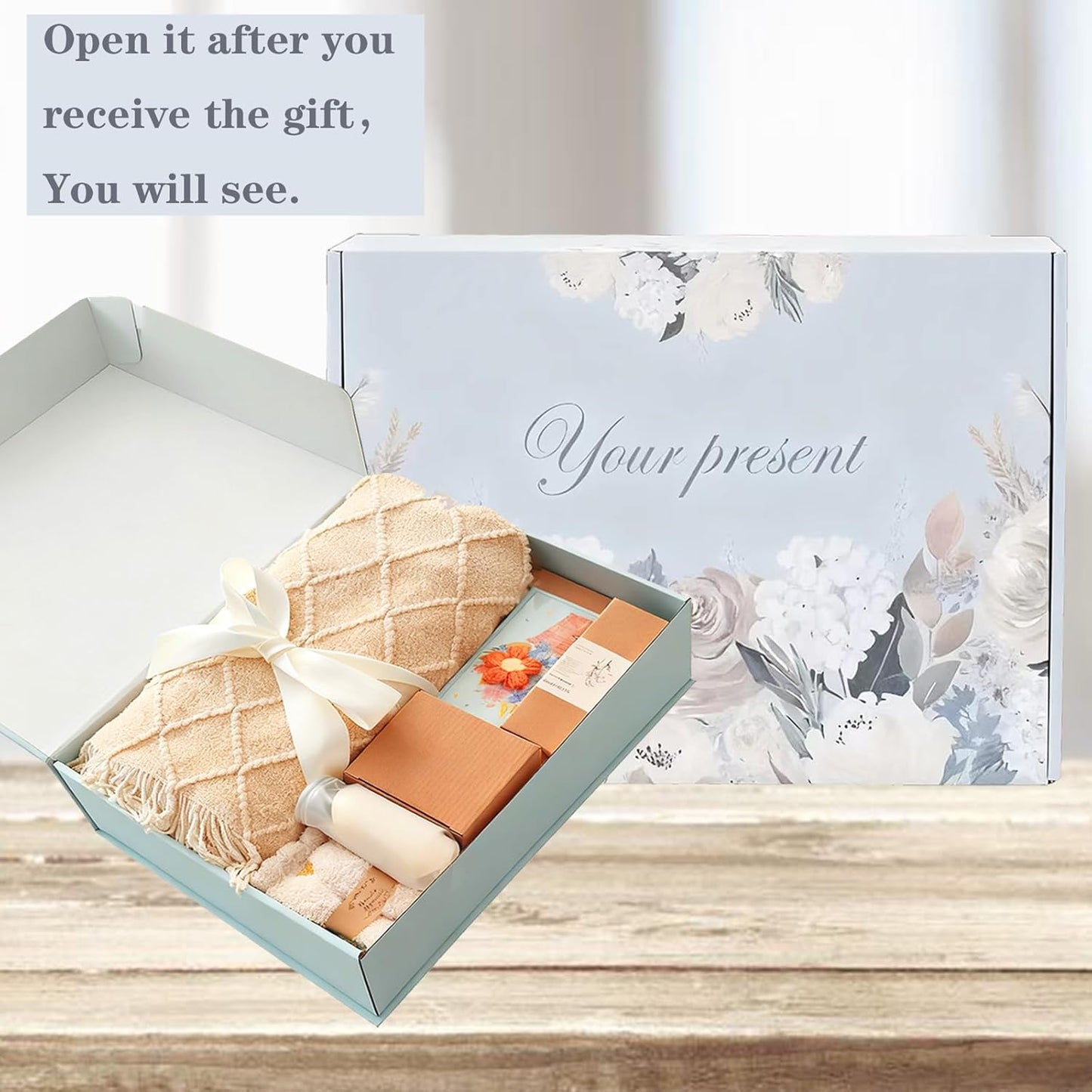 Birthday Gifts for Women,Care Package Gift Box for Women,Get Well Soon Gift Baskets for Her,Sister,Best Friend,Mom,Wife,Thoughtful Self Care Gifts with Blanket,Coffee Mug,Photo Frame