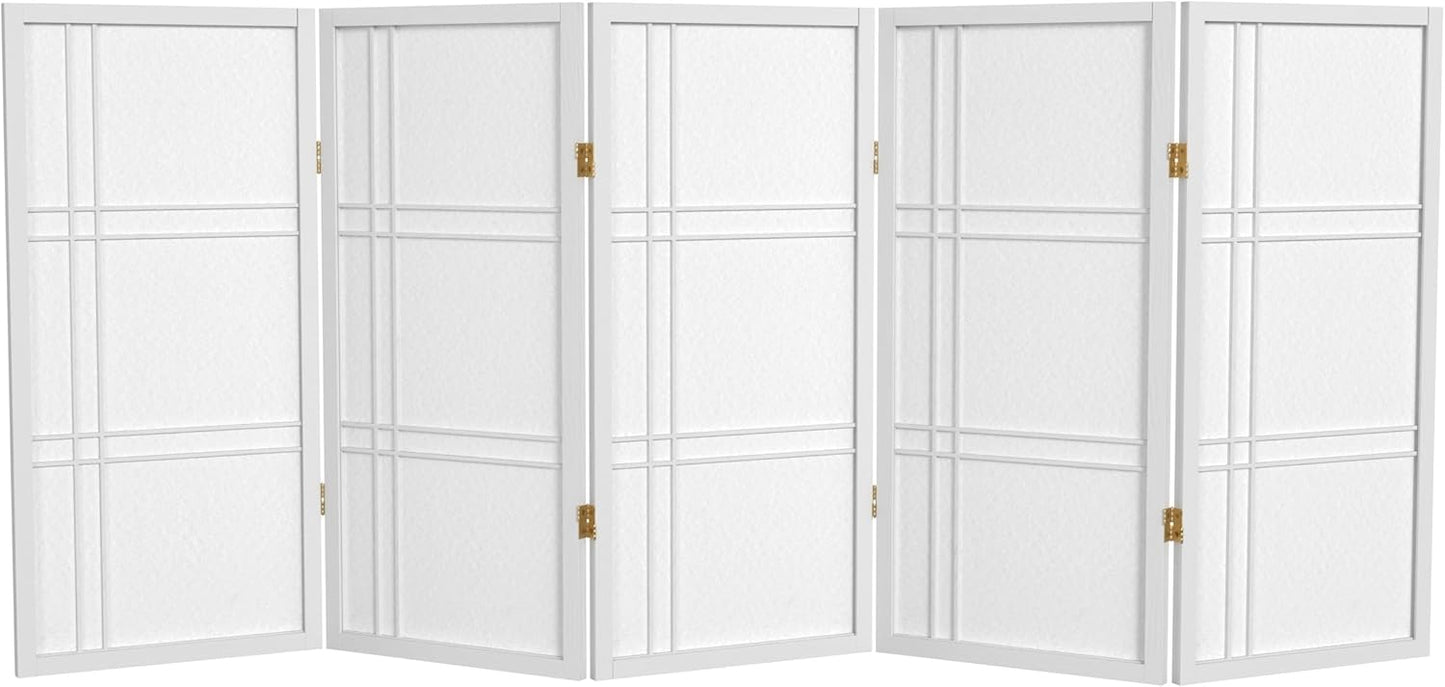 3 ft. Short Double Cross Shoji Screen - White - 5 Panels