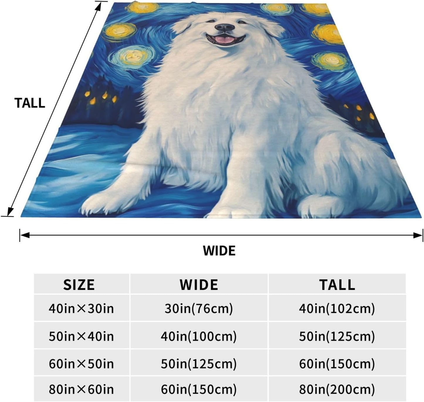 Great Pyrenees Blanket for Great Pyrenees Lovers, Puppy Gifts for Adults Kids Women Men, Flannel Throw Blankets for Bed Living Room Couch Traveling Camping, Soft Warm Plush Dog Decor 50x60in
