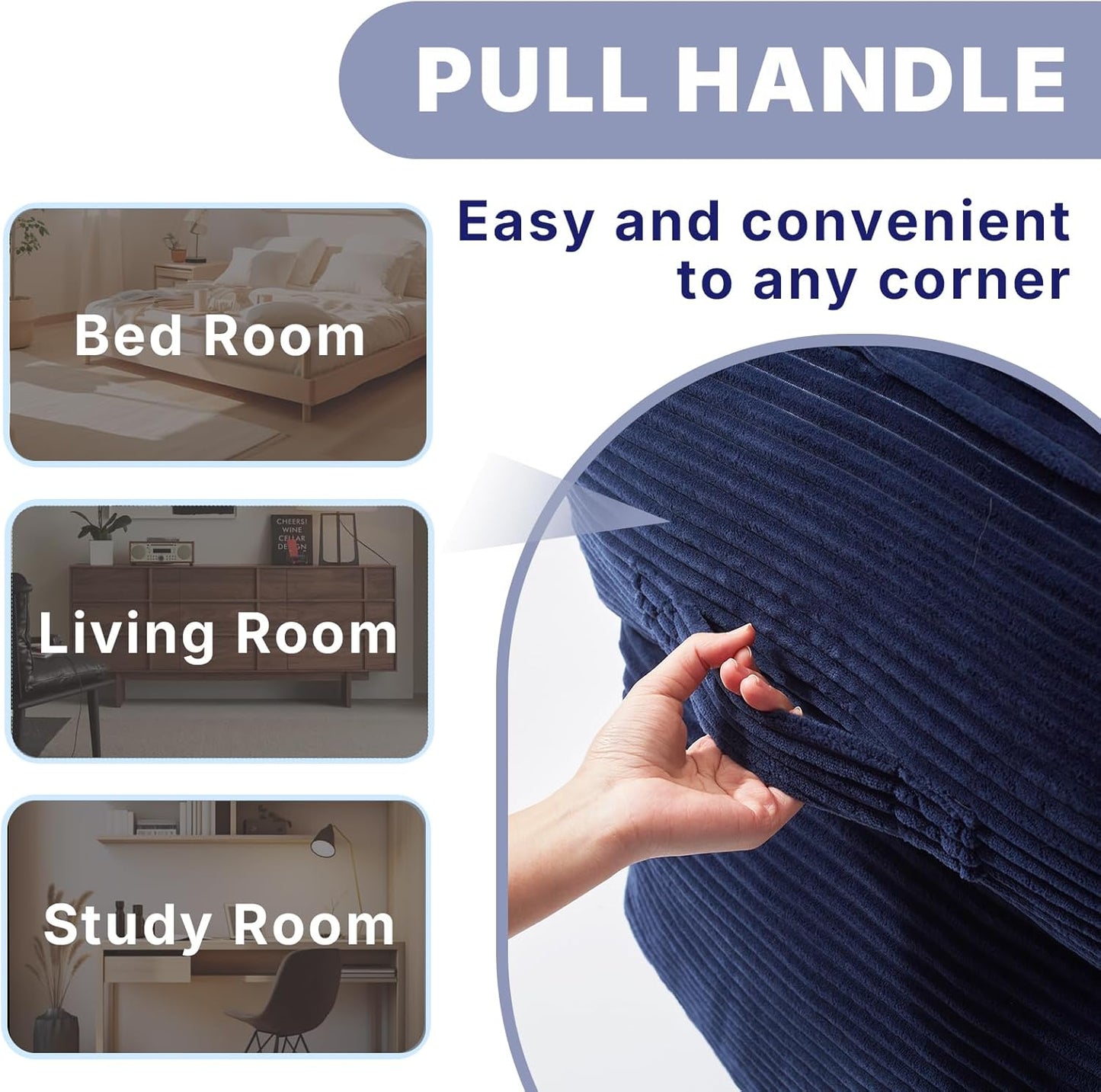 Giant Bean Bag Chair for Adults and Teens, Corduroy Large Bean Bag Chairs with Armrests, Adult BeanBag Sofa Couch Chairs with Filler, Comfy Reading Chair Floor Sofa for Gaming, Napping