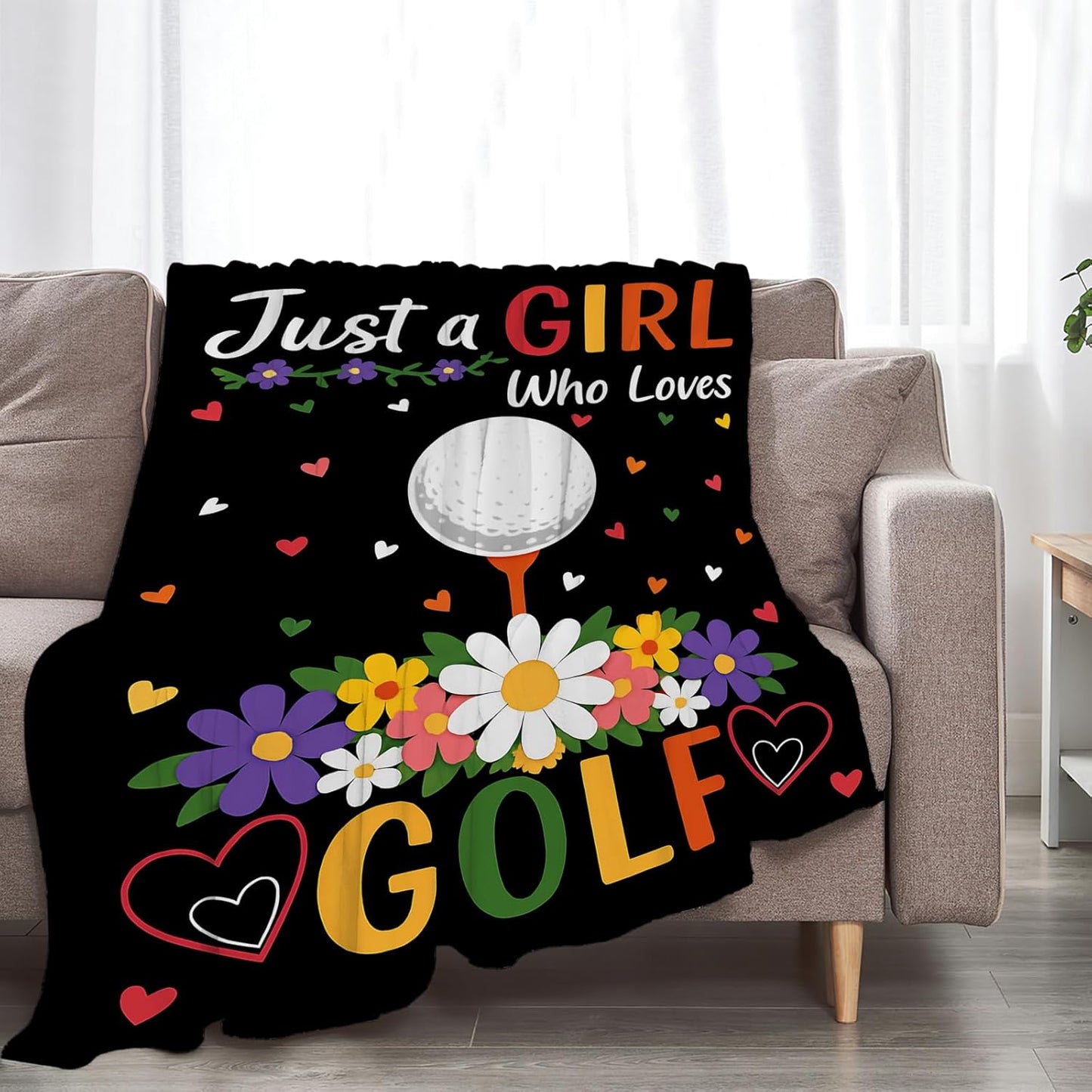 Golf Fleece Blanket Sports Golfing Throw Blankets for Girls Women Golfers Super Soft Warm Flannel Throws Gifts for Kids Adults Cozy Fuzzy Plush Stuffed Couch Bed Bedding Decor 50"X40"
