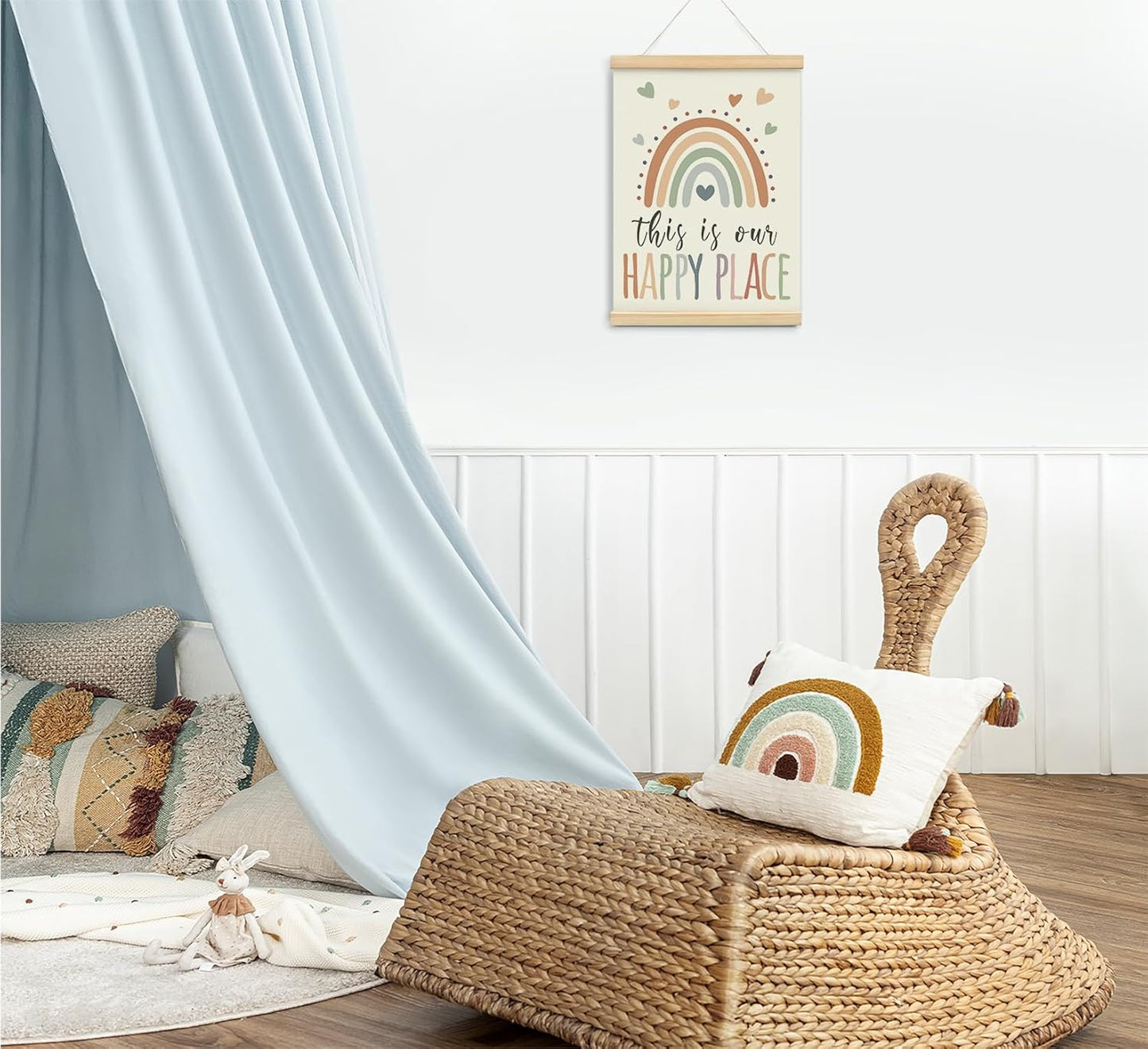 foedor This is Our Happy Place Poster Hanger Frame,Rainbow Nursery Toddler Girls Room Decor,Inspirational Quotes Wall Signs for Bedroom Kid Room,12x16 Inch
