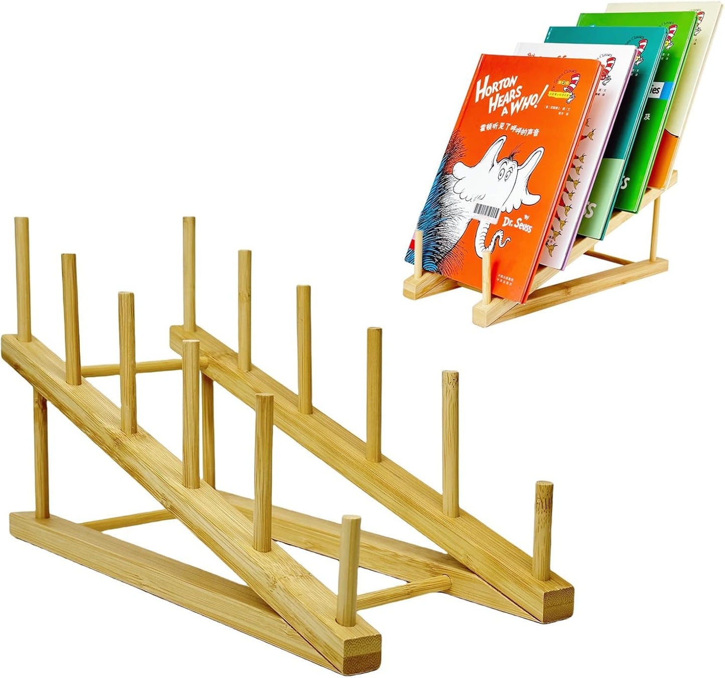 Book Display Stand Holder, 5-Tier Wooden Book Rack Organizer For Magazines, Tabletop Kids Bookshelf Art Display Shelf For Vendors Craft Trade Shows