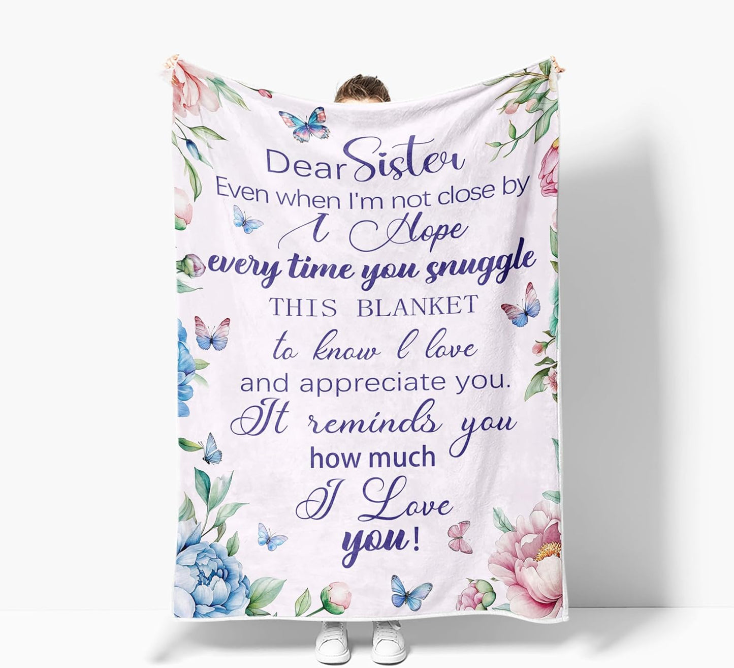 Sister Birthday Gifts Throw Blanket Gifts for Sisters, Happy Birthday Gift from Brother/Sister - Unique Present for Big/Little Sis on Graduation, to My Sis Cozy Soft Throw Blanket