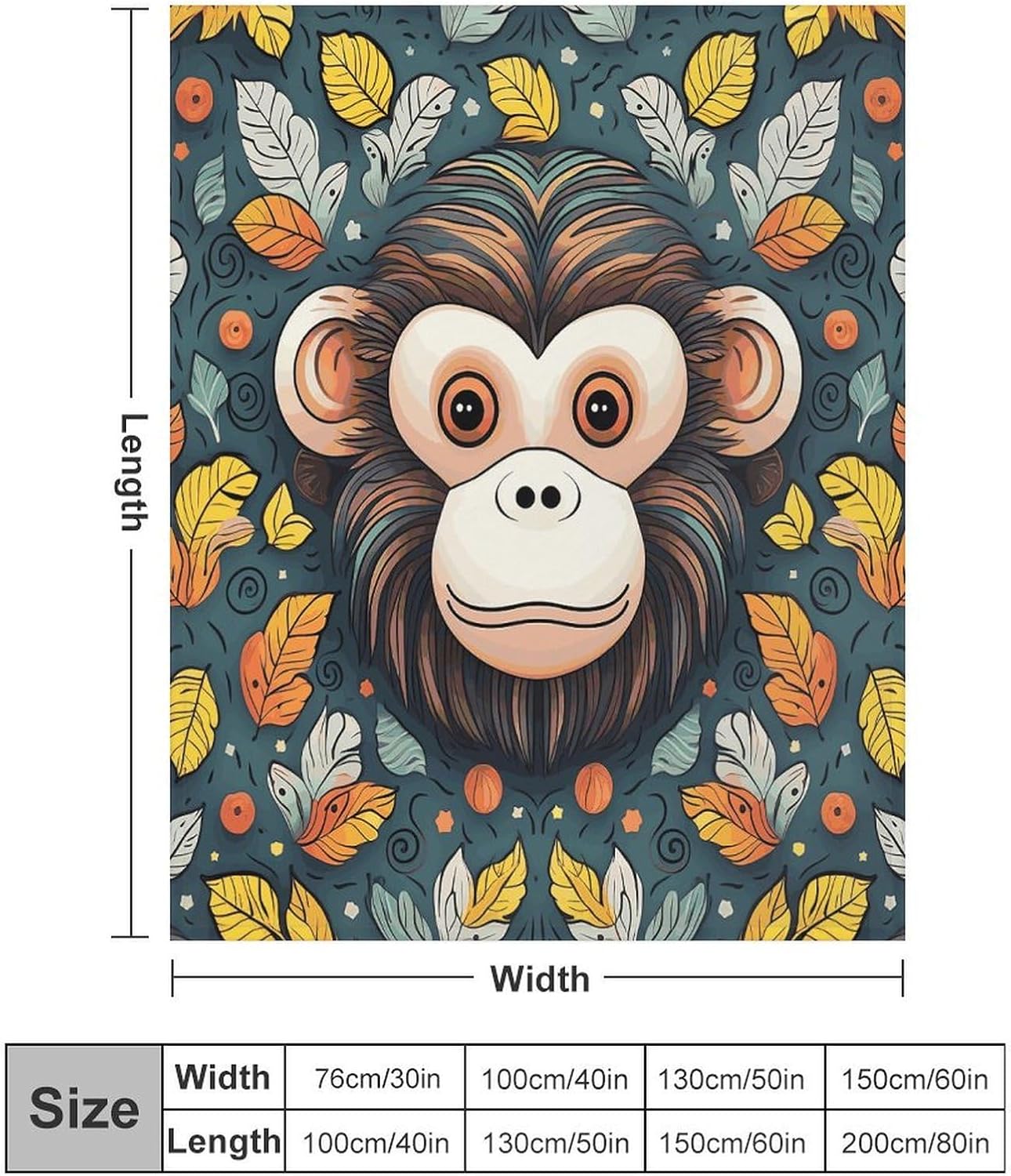 Monkey Pattern Throw Blanket for Couch Super Soft Warm Lightweight Throw Blankets Cozy Flannel Bed Blanket Cute Decorative Blankets for All Seasons Home Decor Gift 30"*40"（76 * 100cm）