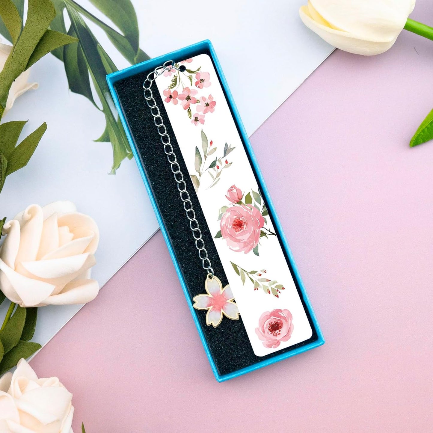Cute Bookmarks Flower Bookmark Metal Bookmarks Floral Book Marks for Reading Women Kids Book Markers for Women Reading Accessories Pink Bookmark for Book Lovers