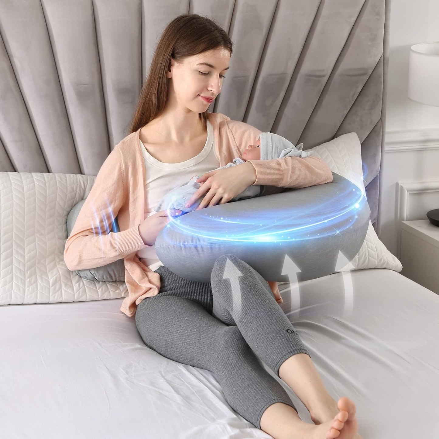 BATTOP Pregnancy Pillows for Sleeping,Maternity Pillow with Cooling Cover,Support for Belly,HIPS, Legs,Pregnancy Must Haves,Side Sleeper Body Pillow