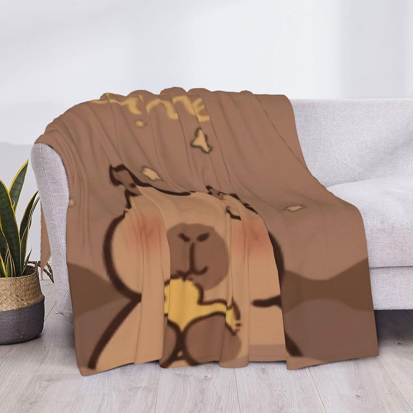 Personalized Capybara Blanket with Name - Custom Soft Flannel Fleece Throw - Cute Kawaii Animal Holding Duckling Design - Heartwarming Gift for Kids, Teens & Capybara Lovers