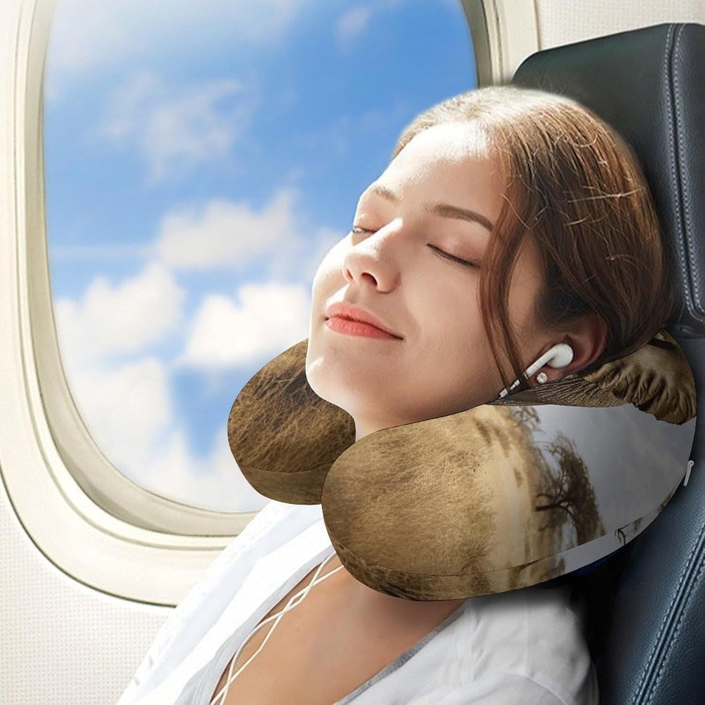 Elephant Neck Pillow Memory Foam U Shaped Pillows Portable Pillows for Shoulder Travel Head Support Pillow with Concealed Zipper for Airplane Car Home Office