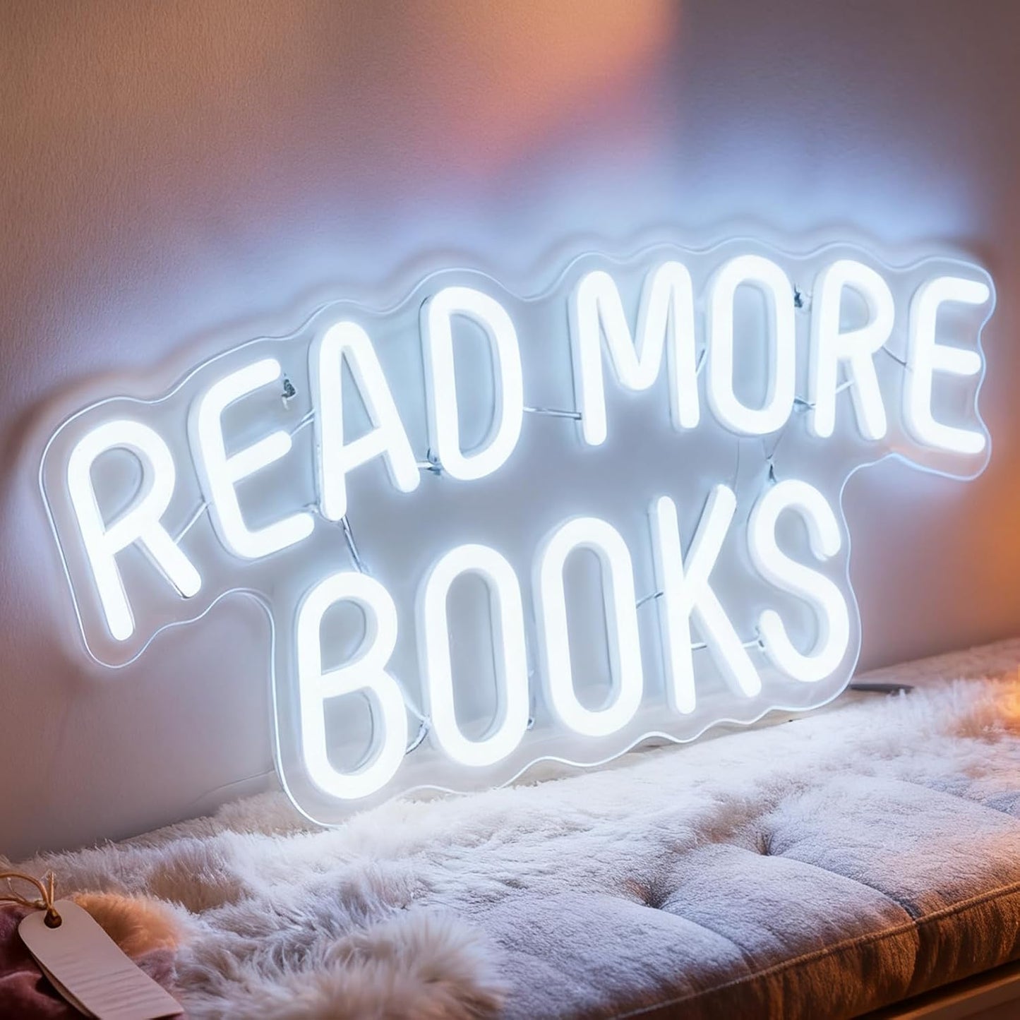 Read More Books Neon Sign, USB Powered Decorative Neon Light for Book Lover Gift Teens Bedroom Library Bookstore Reading Nook Wall Table Decor 15 x 6.3 In