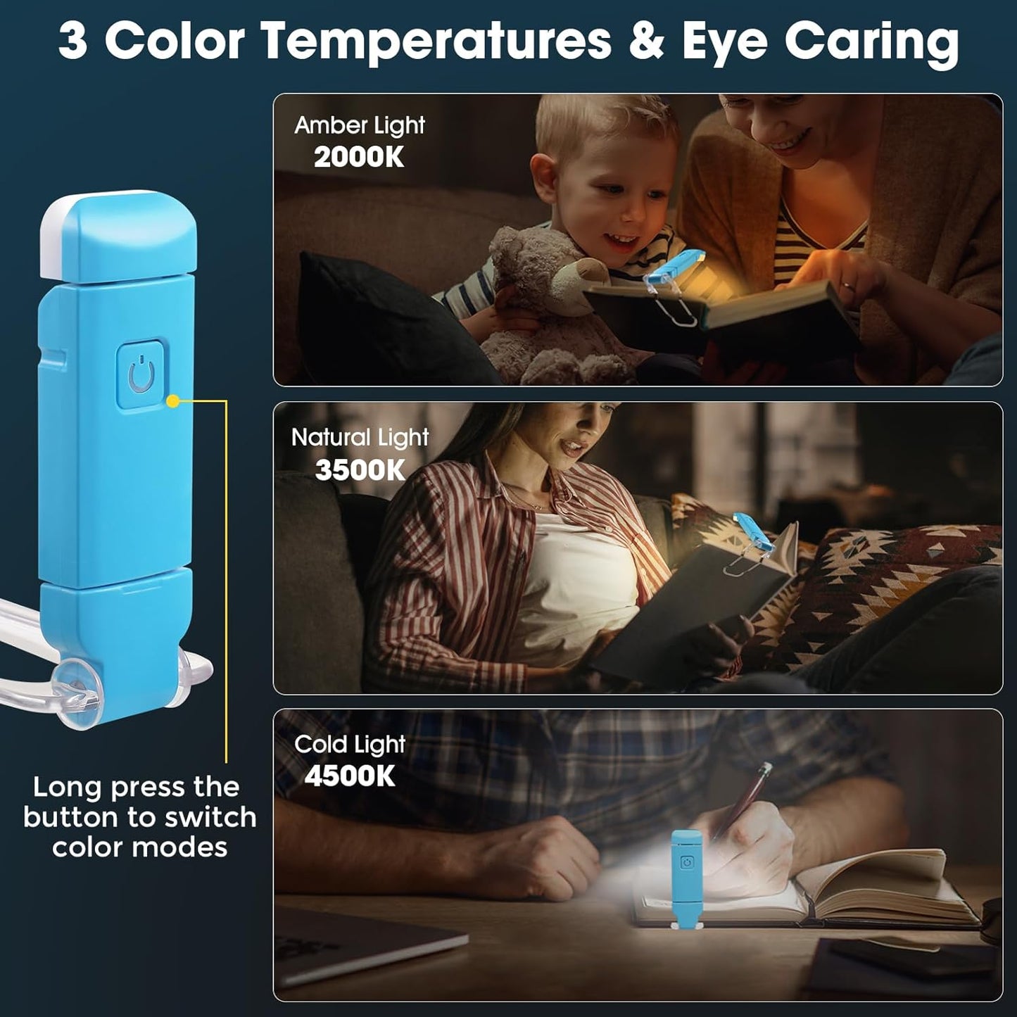 12 Pack Reading Light,Rechargeable Book Light for Reading in Bed,Clip-On Book Lights with 3 Color Temperature,Bulk Gifts for Book Lovers Kids Adults（Red）