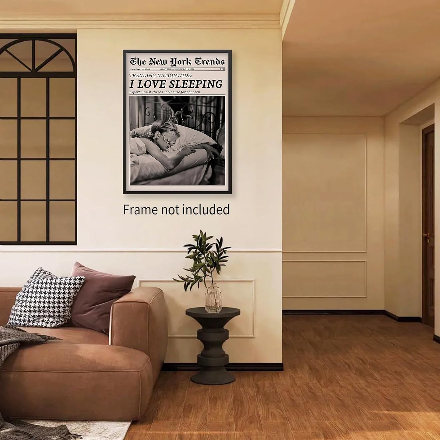 VERENIX Retro Black and White Feminist Wall Art Newspaper Aesthetic Canvas Posters Vintage Funky Girl Sleeping Prints for Girly Dorm Bedroom Wall Decor 08x10 inch Unframed