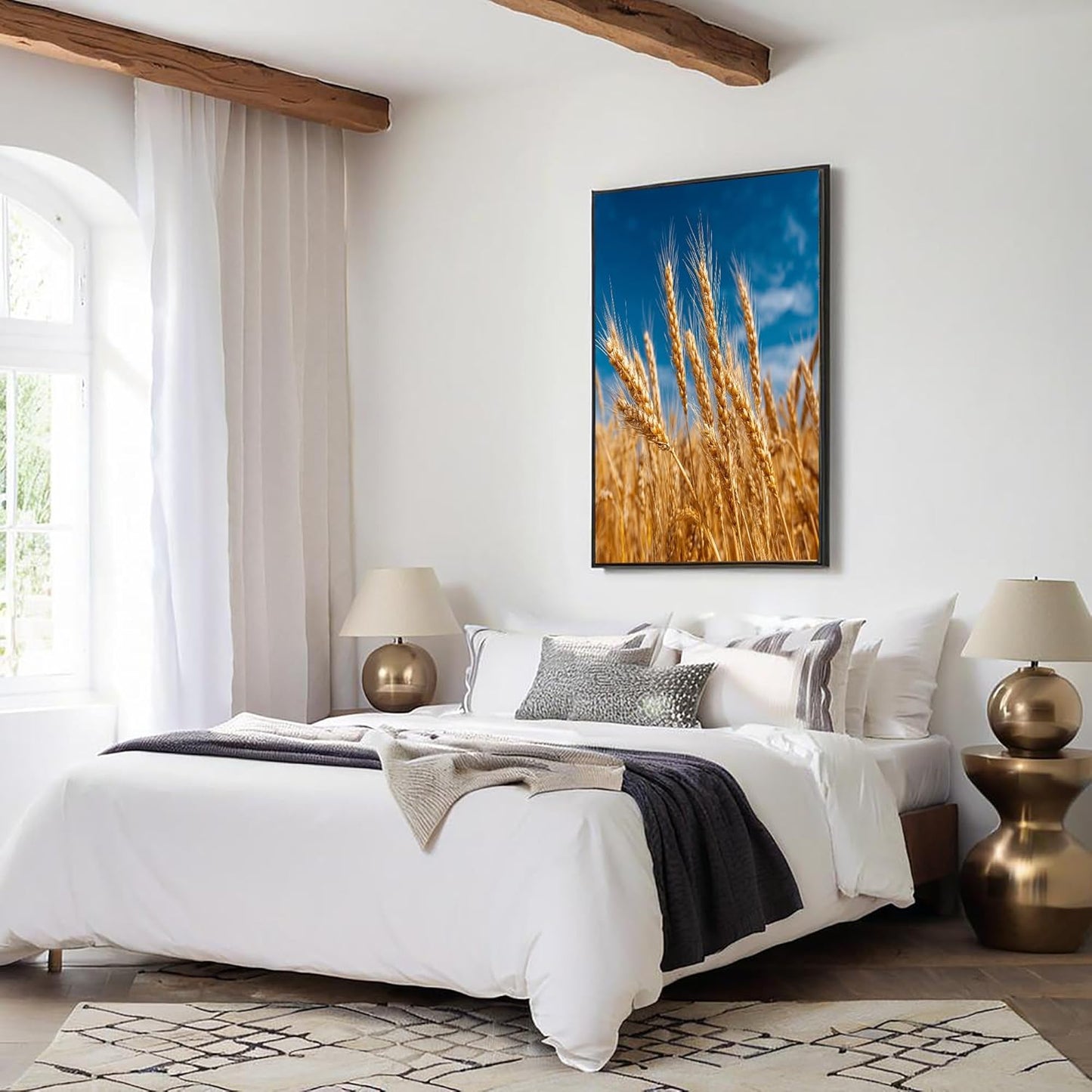 GDJSMIN Farm Scene Wall Art, Golden Wheat Landscape Poster for Reading Room Living Room Decor 16x 24 inch Unframed