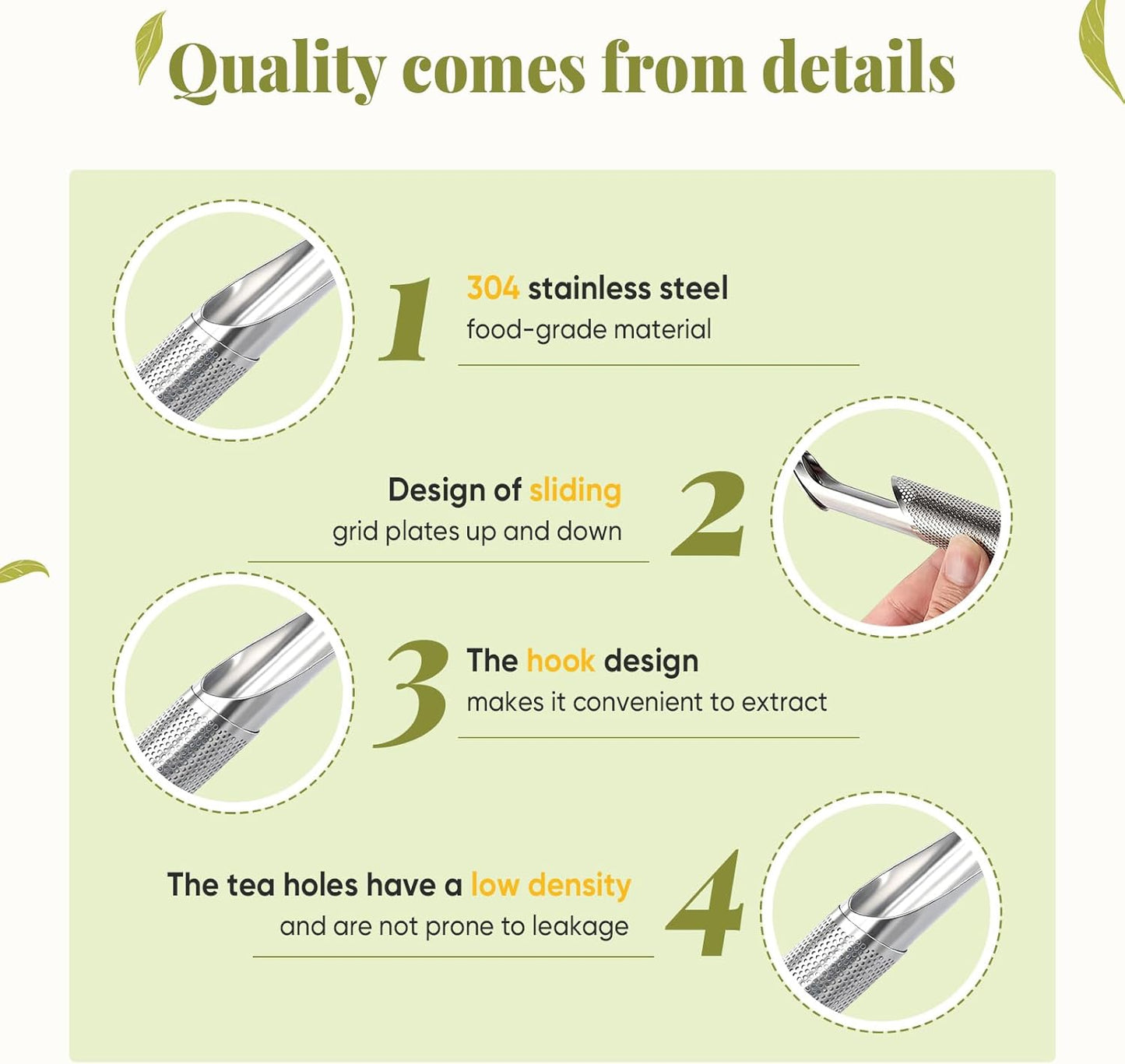 2 Pcs Tea Infuser, Tea Diffusers for Loose Tea with Teaspoon Tea-tweezers Steel Wire Cloth, for All Kinds of Tea