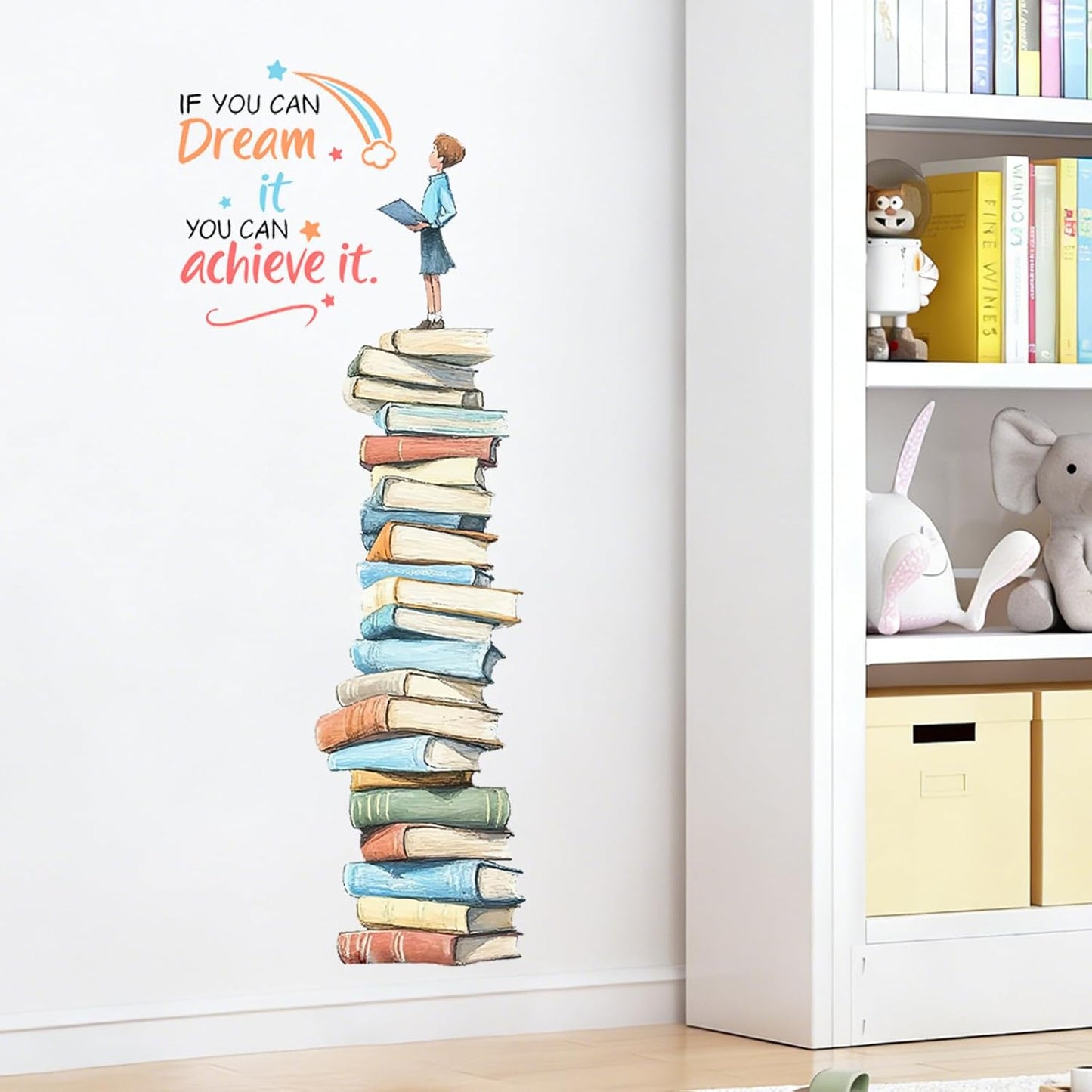 Books Educational Quote Wall Stickers,Removable Wall Decals Peel and Stick for Kids Bedroom,School Reading Corner Toddler Classroom Decor