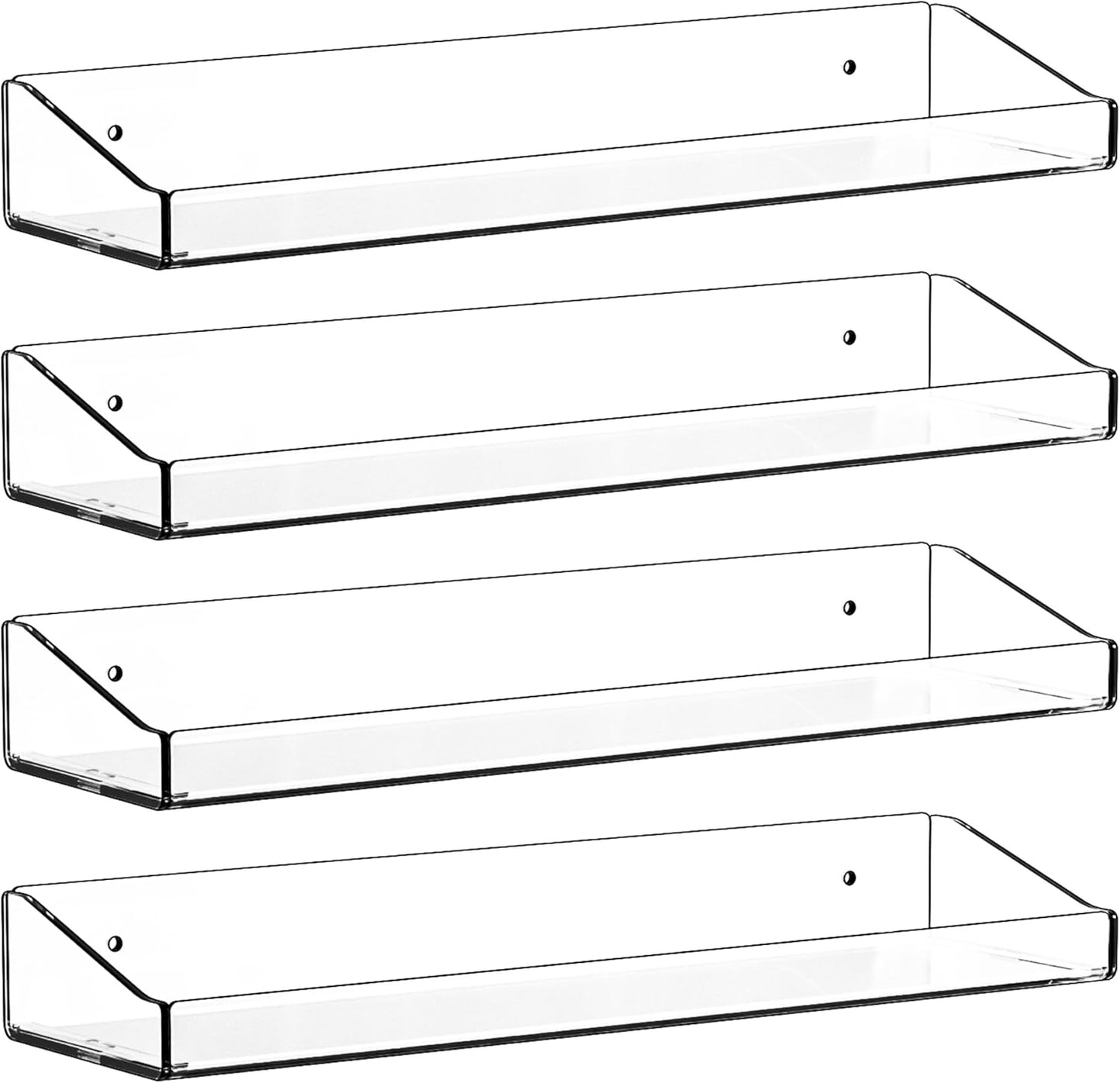 Yieach 4 Pack Adhesive Clear Bathroom Shower Shelves,No Drill Acrylic Shower Wall Caddy,Bathroom Shelf,Floating Shelves for Inside Shower Wall Organizer and Storage for Makeup,Perfume,Shampoo Holder
