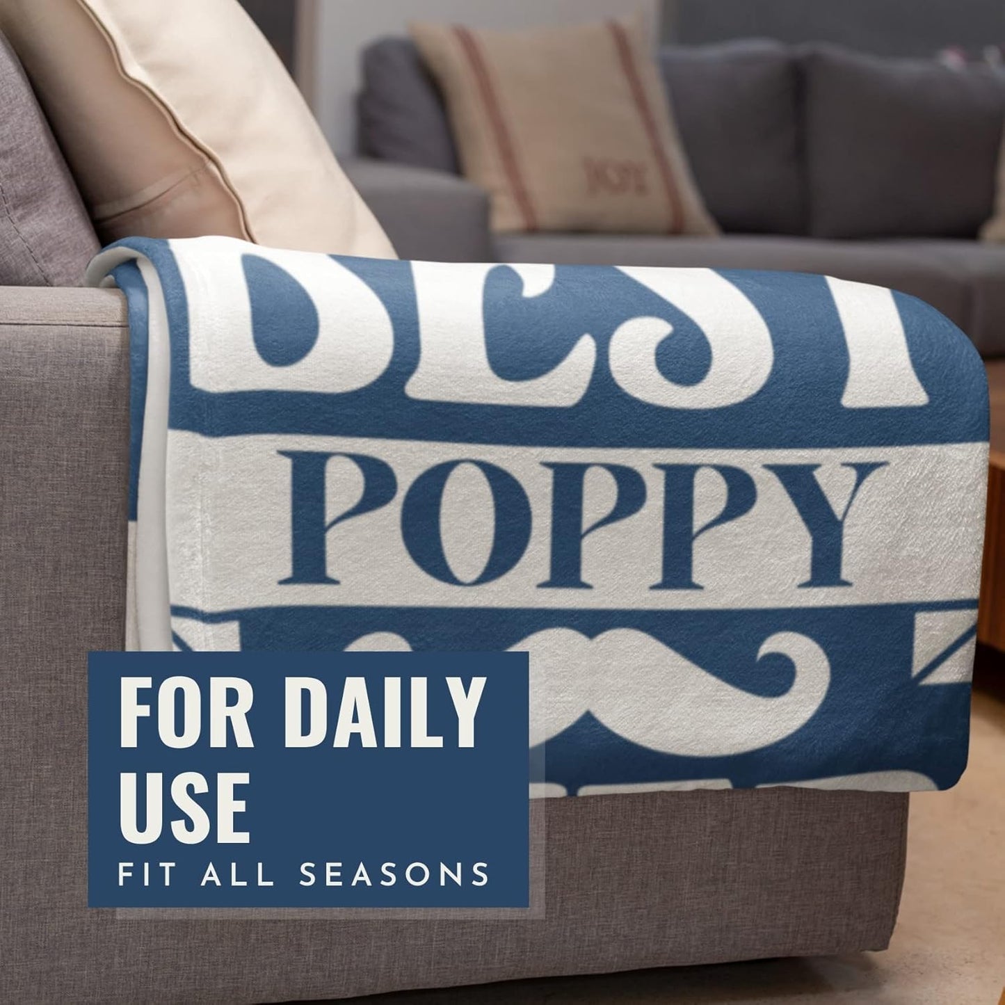 InnoBeta Poppy Gifts, Gifts for Grandpa, Throw Blanket for Grandfather, Presents from Granddaughters Grandsons for Christmas, Birthday, Father's Day - 50" x 65" Best Poppy Ever