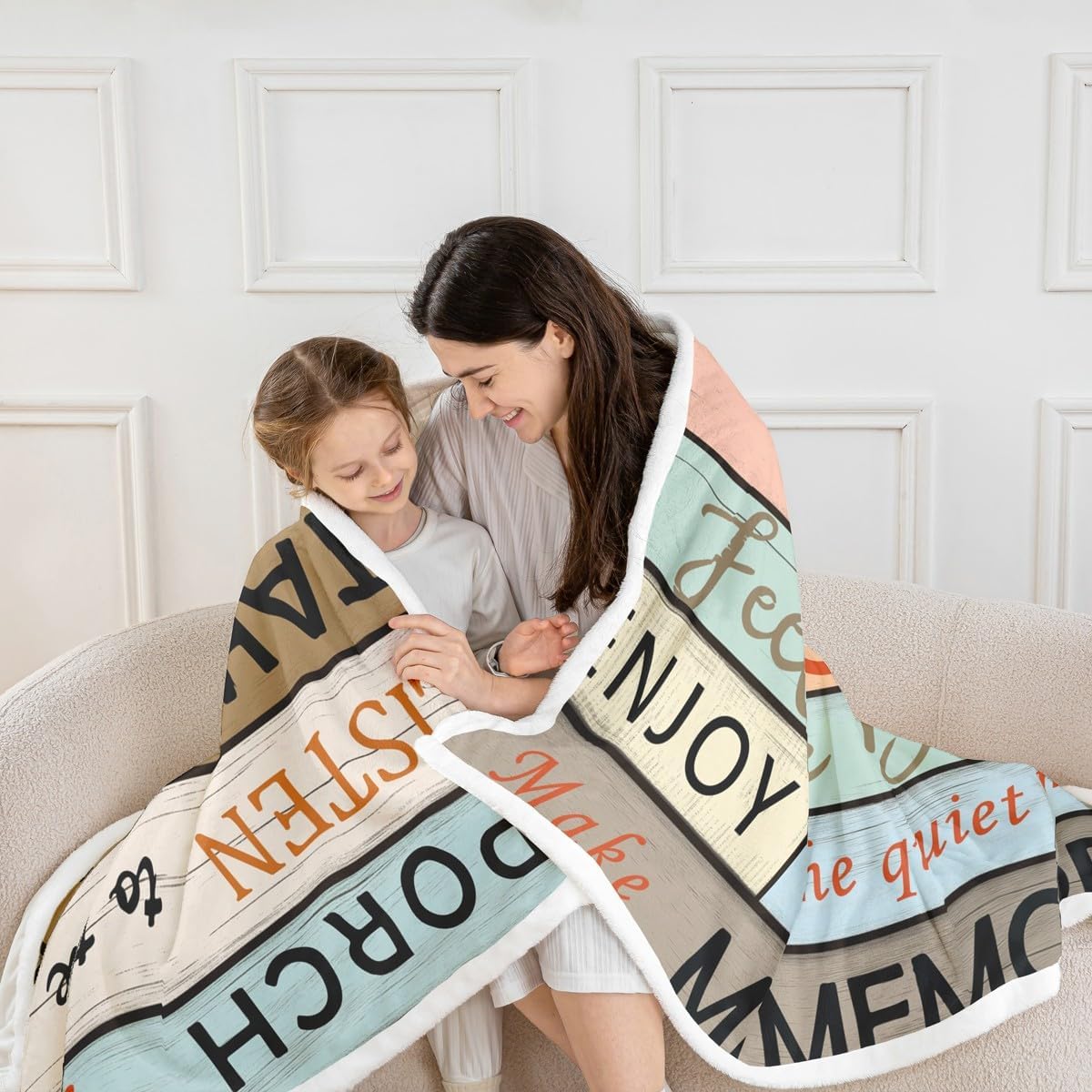 Porch Rules Sherpa Blanket Rustic Porch Rules Fleece Throw Blanket Farmhouse Wooden Stripes Plush Blanket Vintage Country Wooden Plank Fuzzy Blanket Retro Lodge Cabin Twin 60"x80"