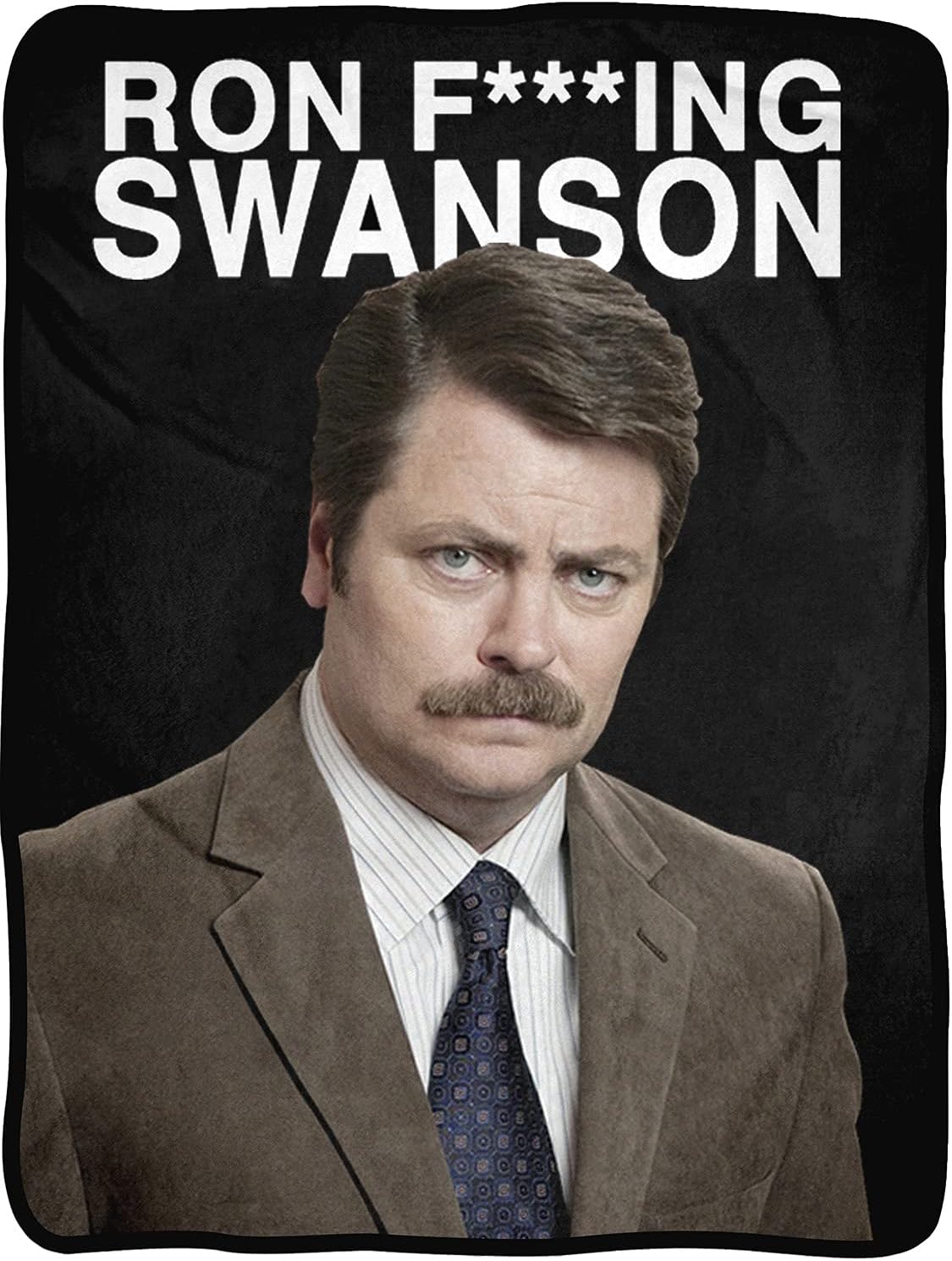Parks And Recreation Ron F-ing Swanson Super Soft Fleece Throw Blanket, Black, One Size