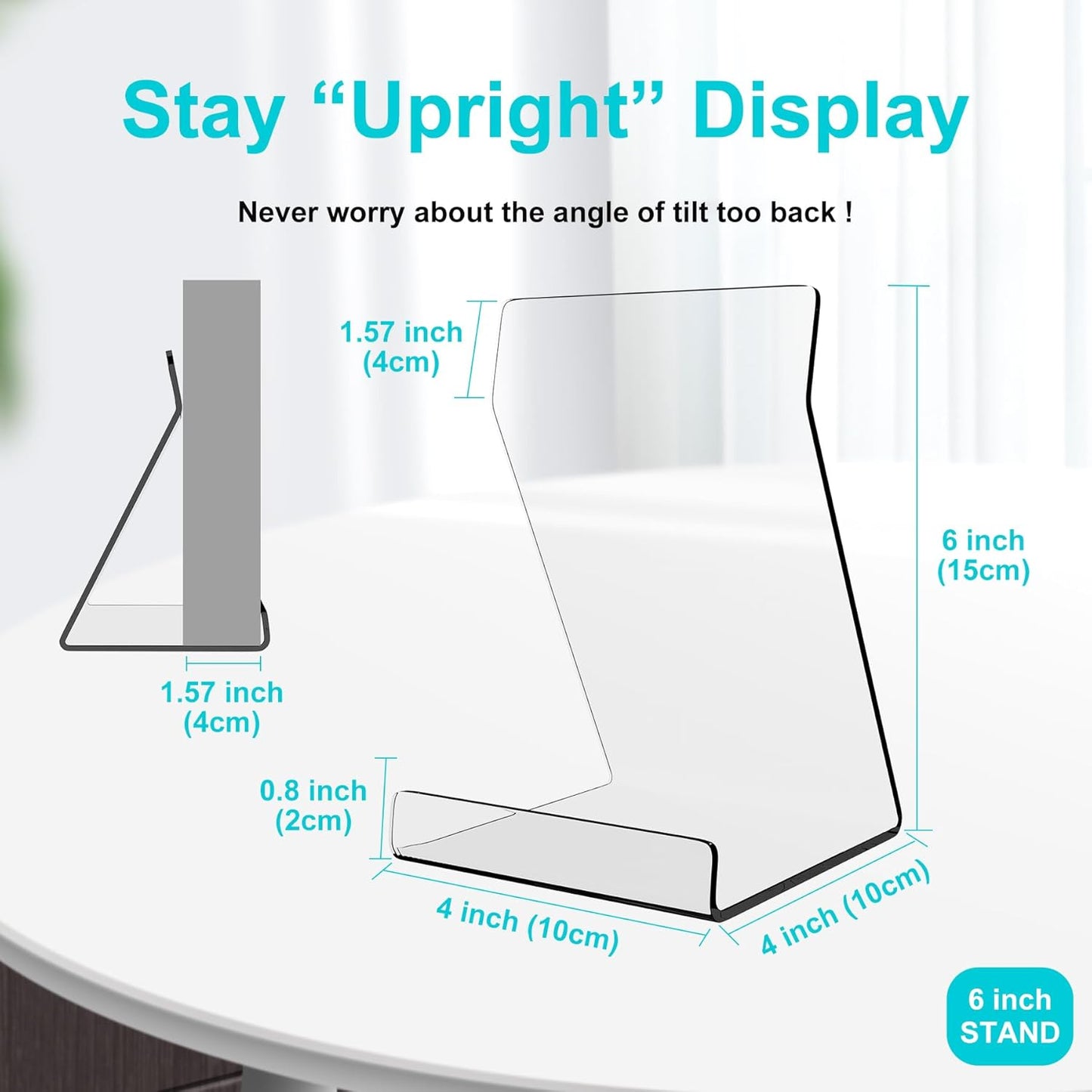 Boloyo Acylic Upright Display Stand, 6PC 6 Inch Clear Display Holder Easel Base Picture Frame for Home Office School Store to Display Book, Vinyl Record, Album, LP Cover, Artworks, CDs