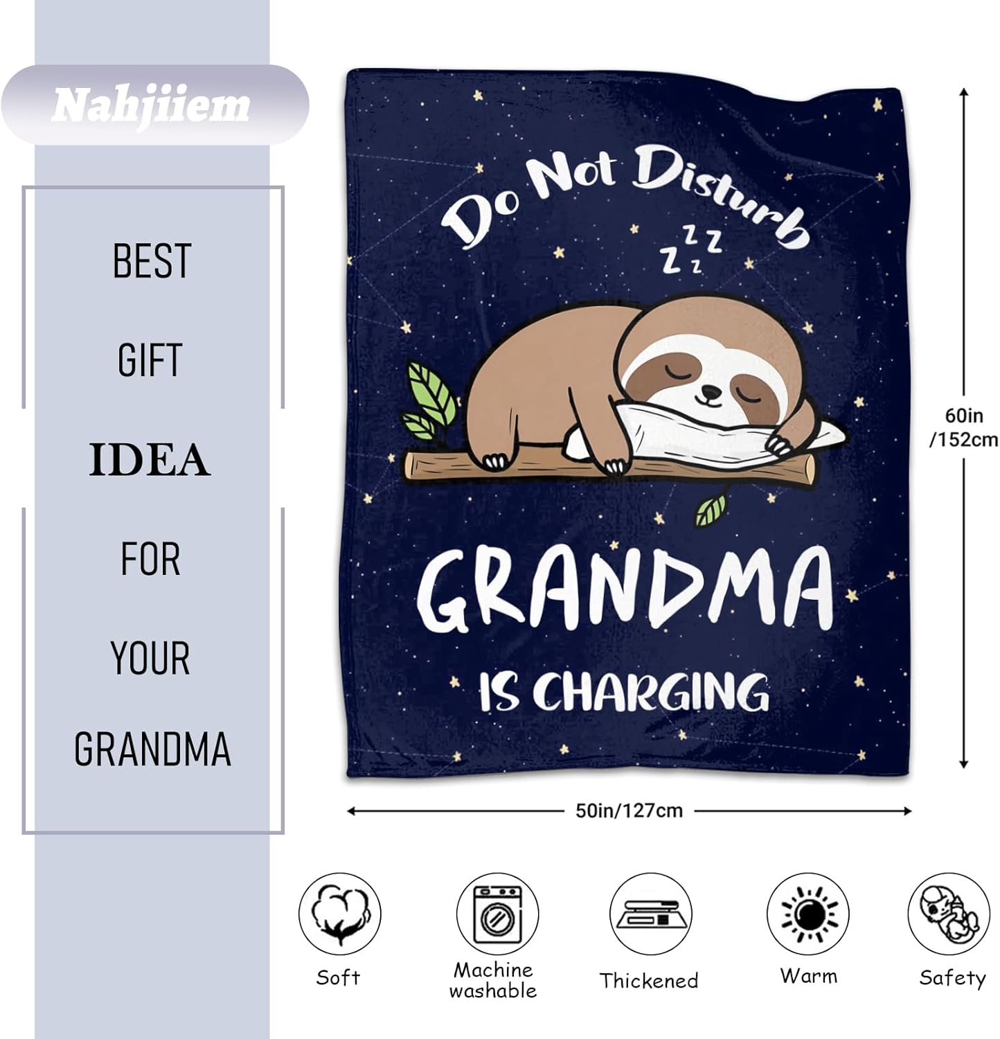 Grandma Gifts Blanket, Best Grandma Birthday Gift Ideas, Great Gifts for Grandmother, Grandmother Nana Gift from Grandkids on Mothers Day Christmas Throw Blanket 50" x 60"