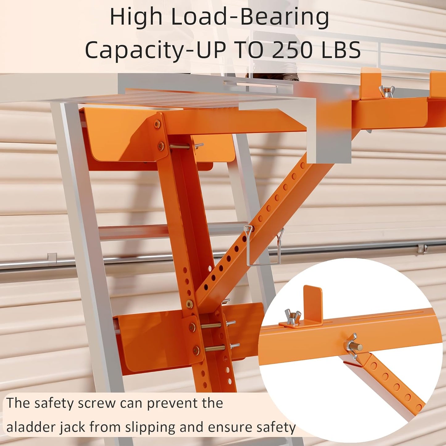 2 Pack Adjustable Ladder Jacks for Scaffolding Platform, Heavy Duty Steel Ladder Jacks Scaffold Bracket, Two-Rung Short Body Extension Ladder Jack for Roofing Painting