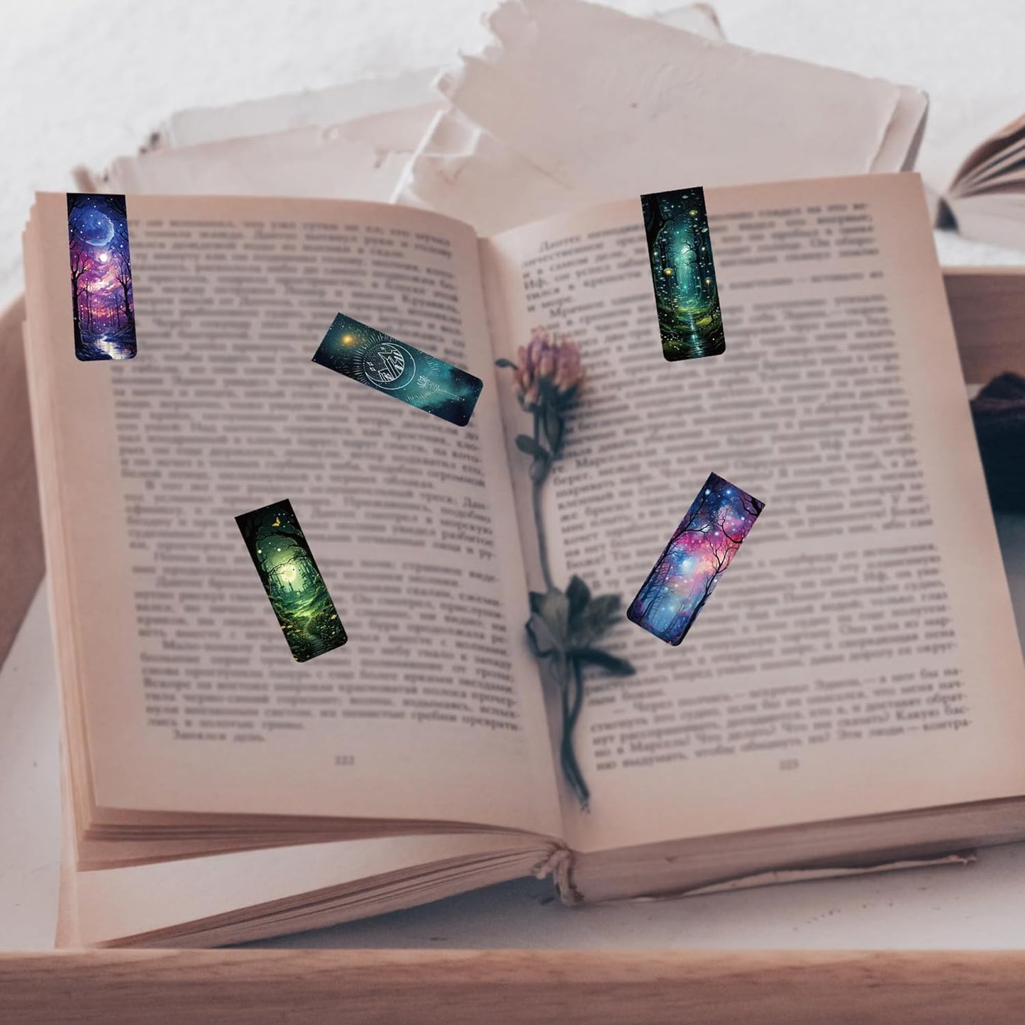 Fantasy Magnetic Bookmarks for Women - 48 PCs Starry Night Moon Book Mark Gifts Bulk Cool Personalized Unique Magnet Page Markers Clips Reading Men Kids Student School Birthday Accessories