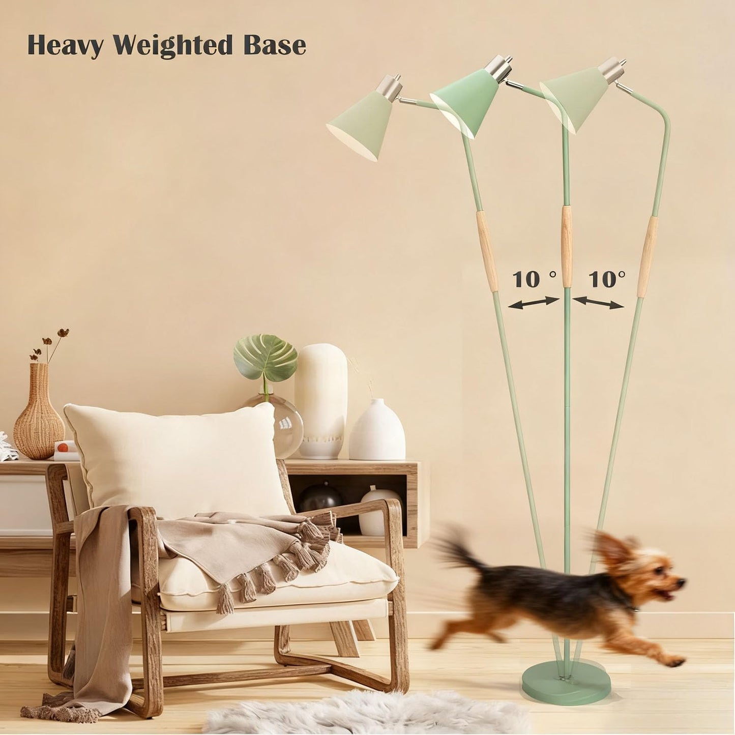 Adjustable Reading Floor Lamp,360°Rotatable Shade,3CCT LED Bulb Include,Green