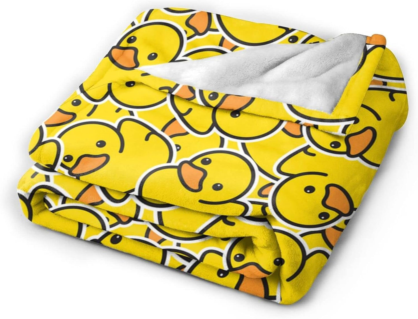 Perinsto Cute Rubber Ducky Throw Blanket Ultra Soft Warm All Season Yellow Cartoon Ducks Decorative Fleece Blankets for Bed Chair Car Sofa Couch Bedroom 80"X60"