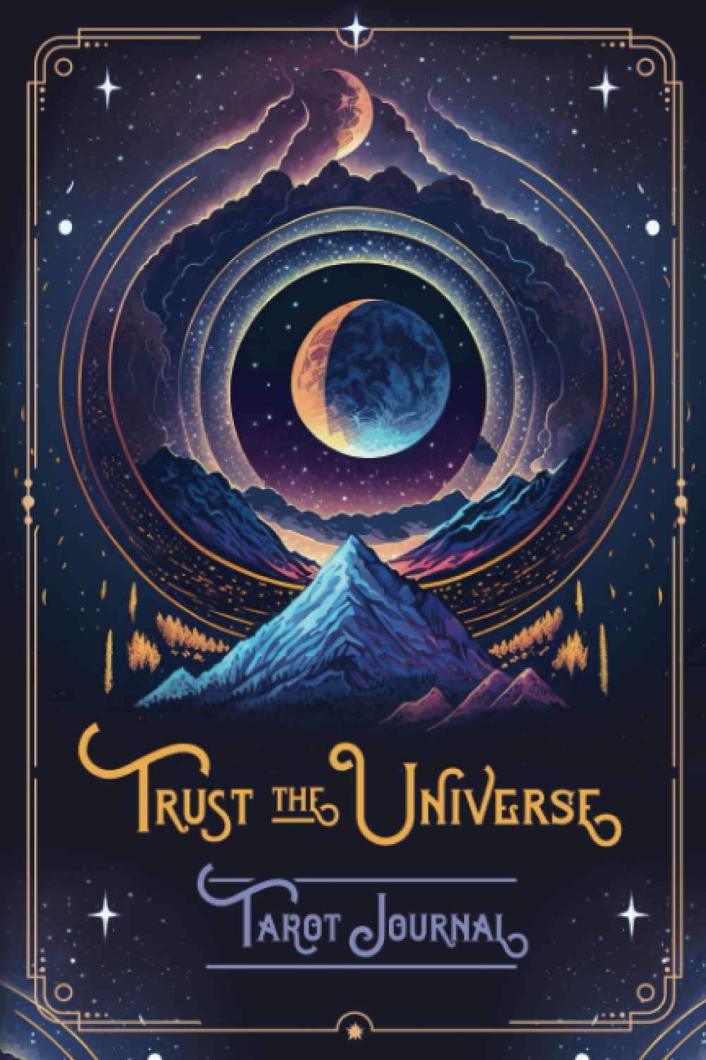 Tarot Journal: A daily reading tracker & notebook | Track your 3 card draw, question & interpretation: Universe Moon & Mountain cover design
