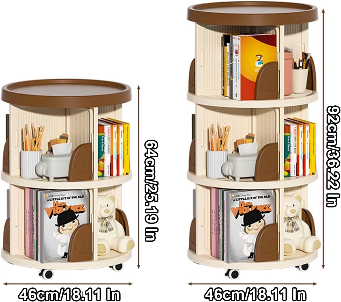 360° Rotating Bookshelf for Kids - Swivel Bookcase Tower with Wheels, Ideal for Living Room, Office, or Study Room - Small Corner Bookshelf in Green